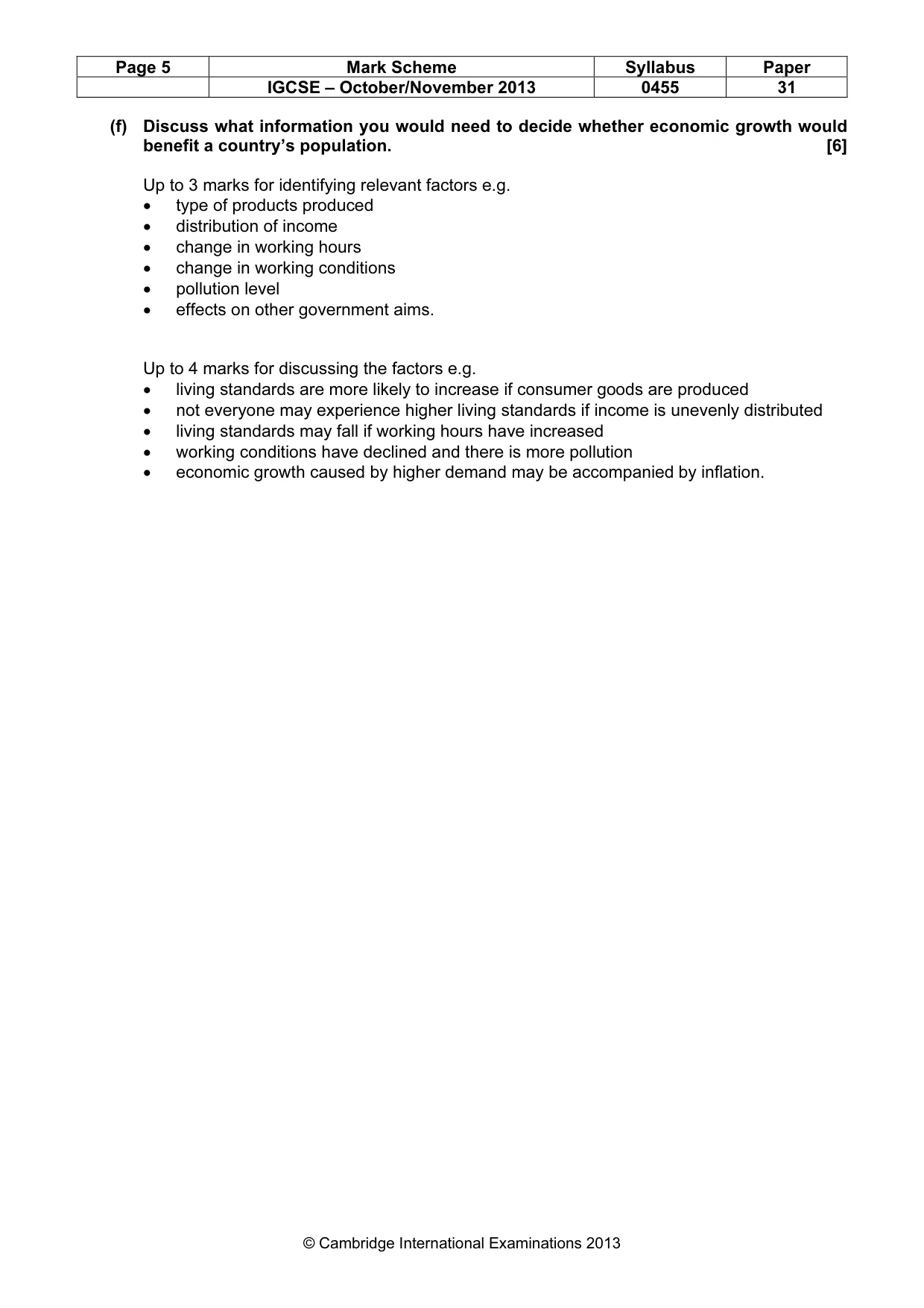 Mark scheme, page 5 of 5