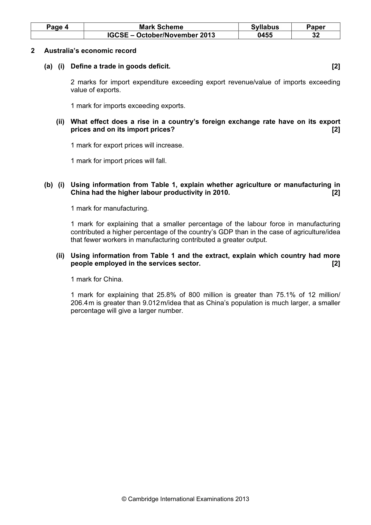 Mark scheme, page 4 of 5