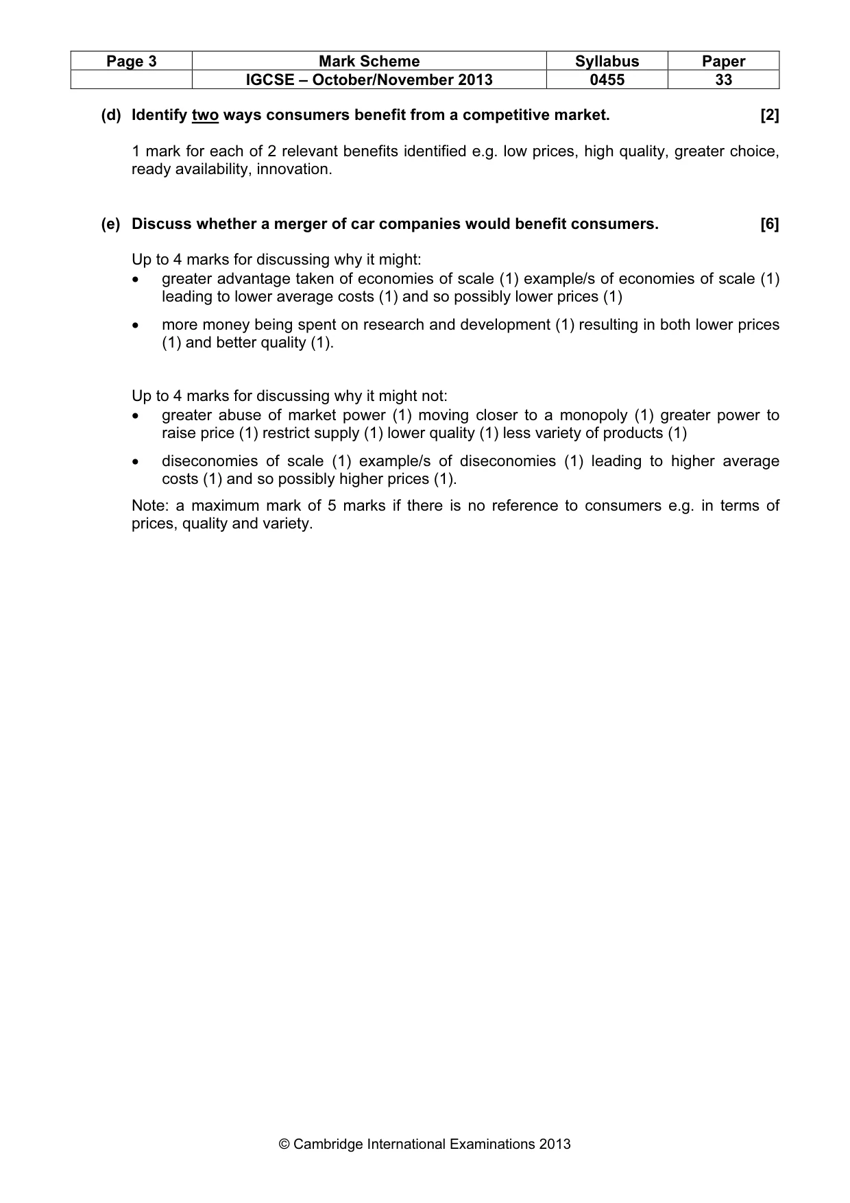 Mark scheme, page 3 of 5