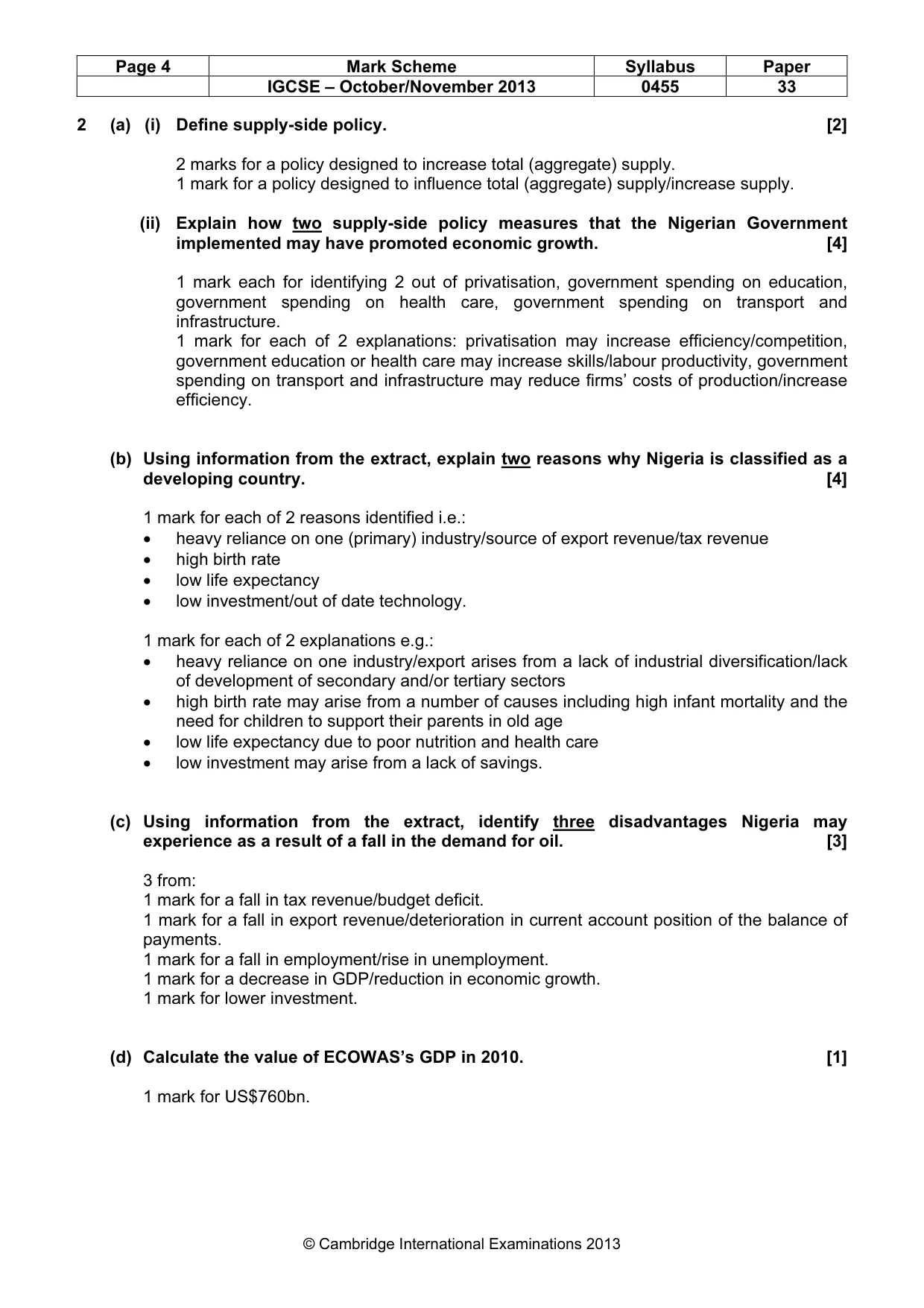 Mark scheme, page 4 of 5
