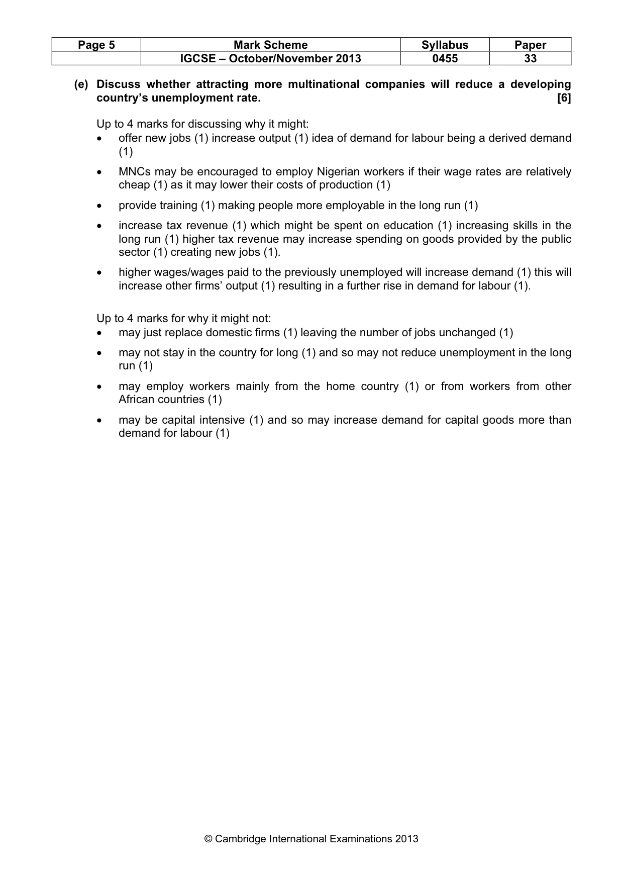 Mark scheme, page 5 of 5