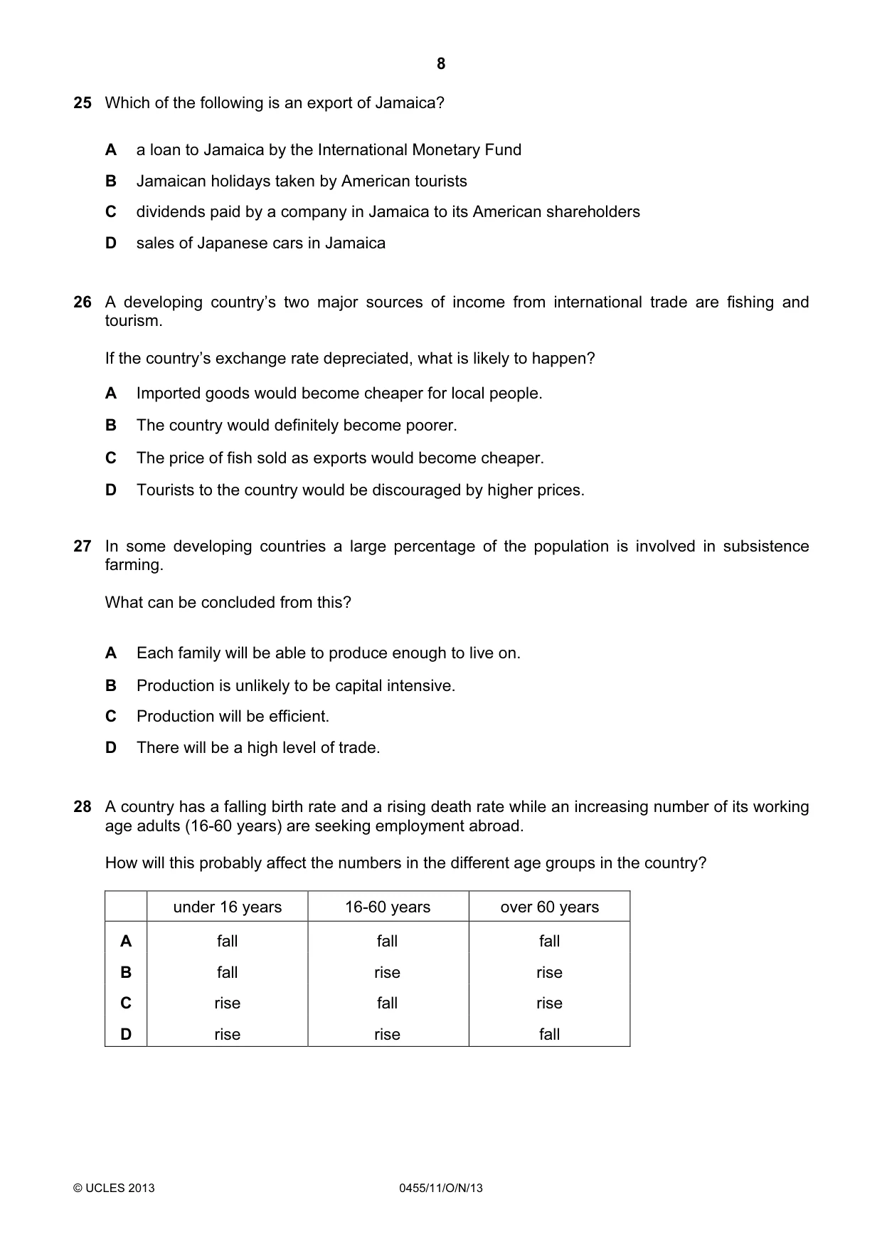 Cambridge IGCSE Economics 0455 2013 Oct/Nov Paper 1 · Variant 1 question paper, page 8 of 12