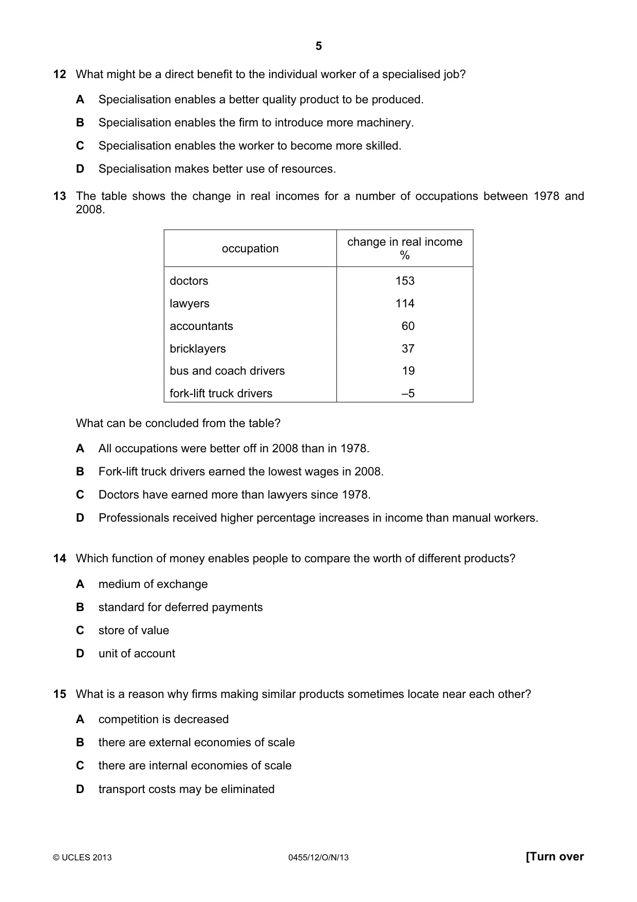 Cambridge IGCSE Economics 0455 2013 Oct/Nov Paper 1 · Variant 2 question paper, page 5 of 12