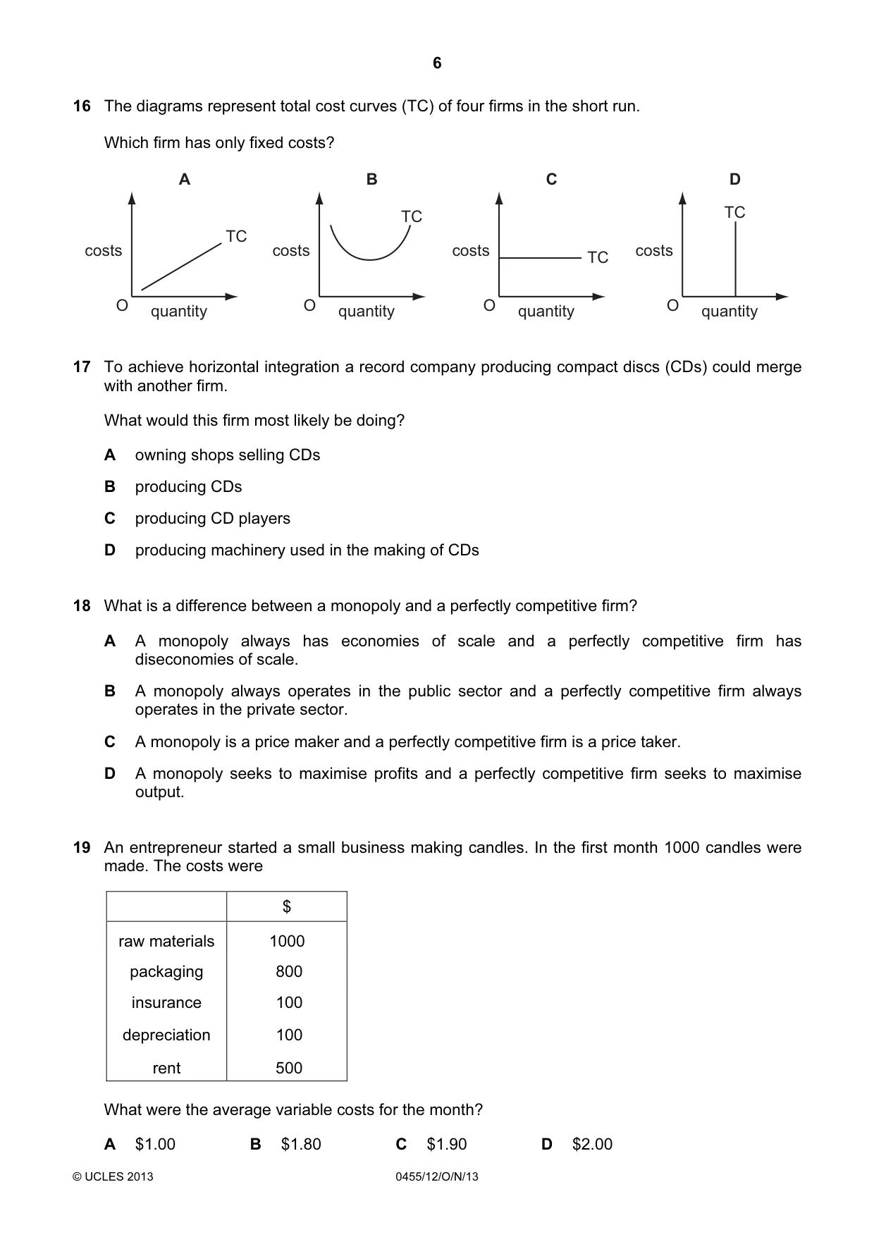 Cambridge IGCSE Economics 0455 2013 Oct/Nov Paper 1 · Variant 2 question paper, page 6 of 12
