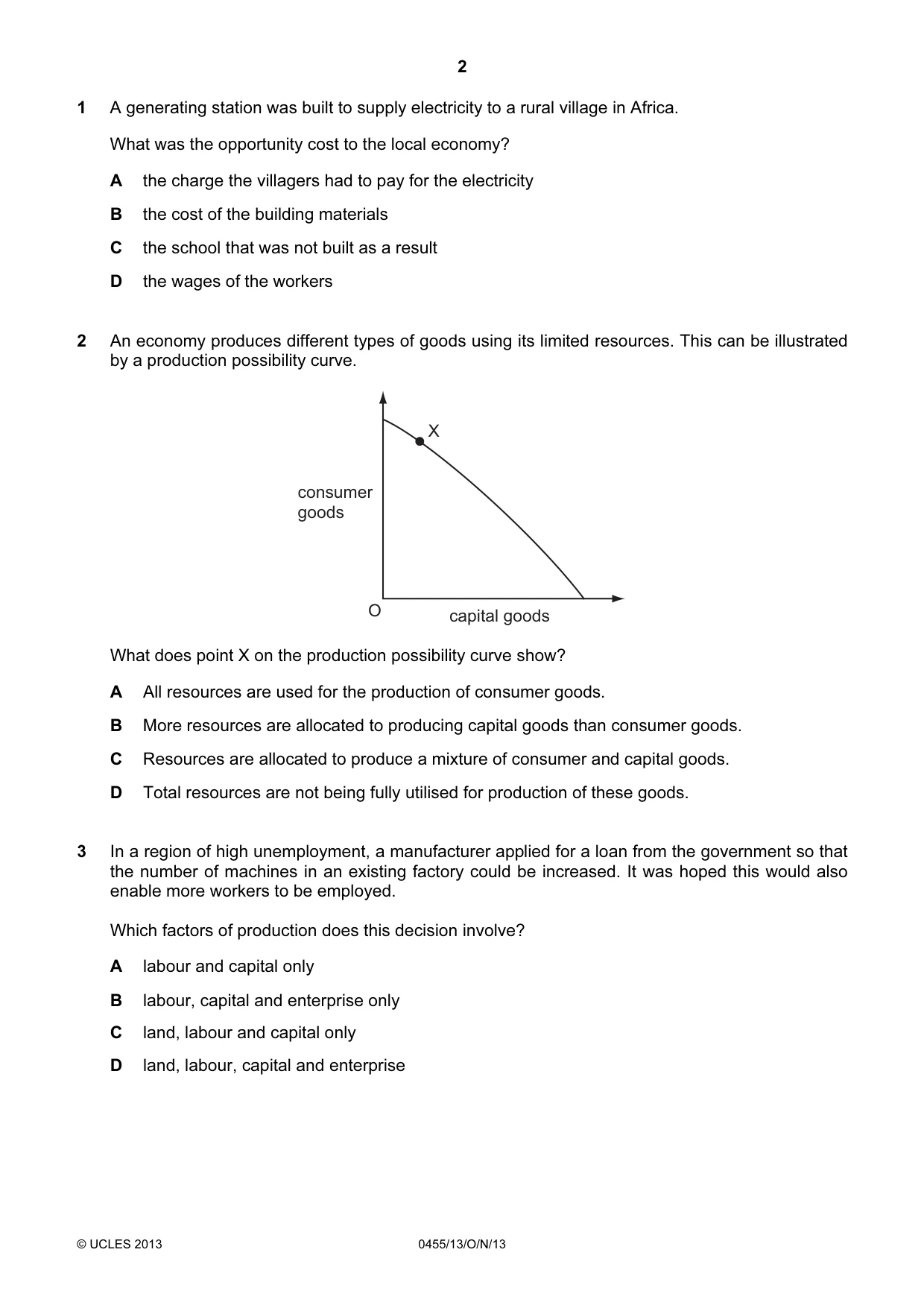 Cambridge IGCSE Economics 0455 2013 Oct/Nov Paper 1 · Variant 3 question paper, page 2 of 12