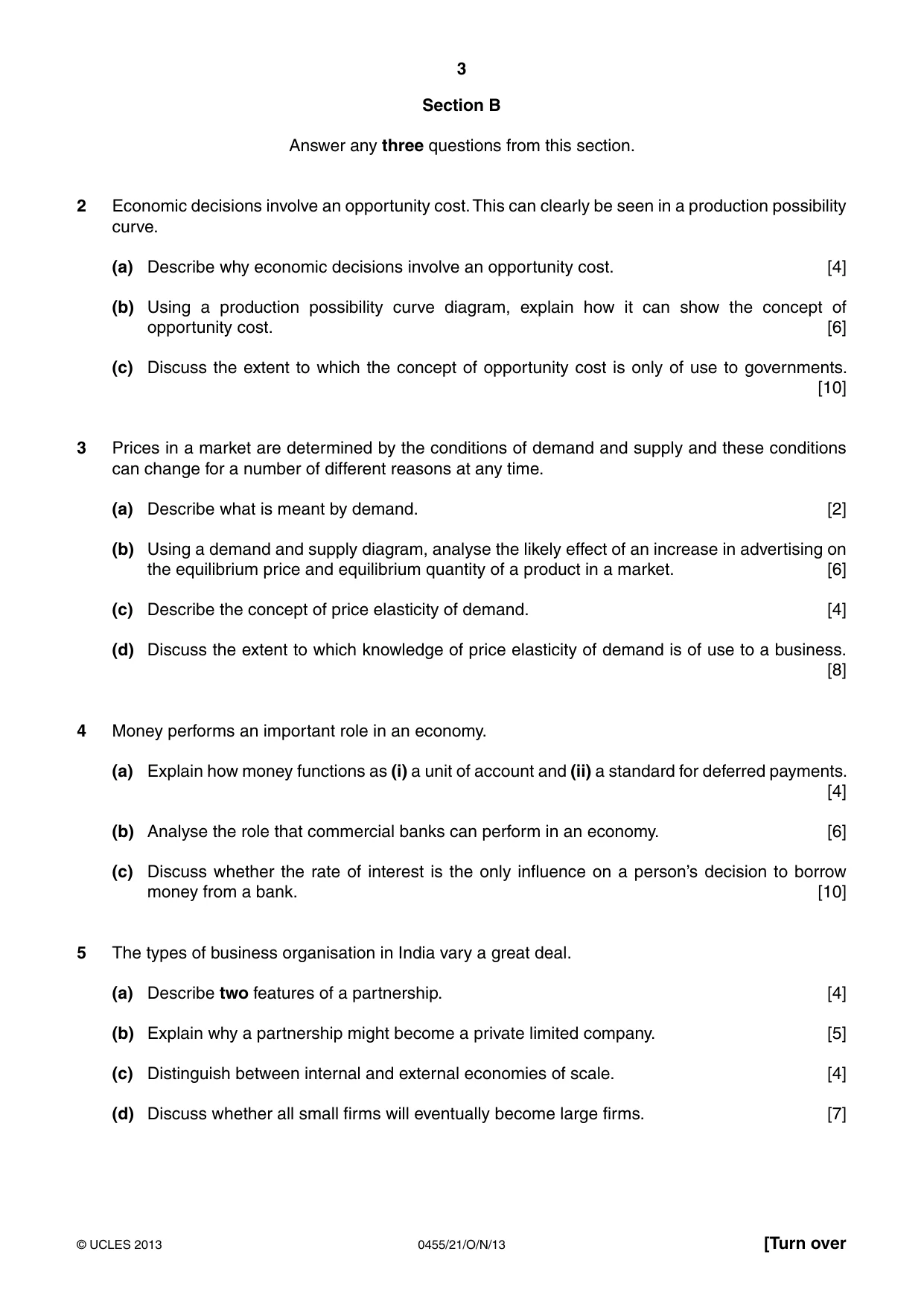 Cambridge IGCSE Economics 0455 2013 Oct/Nov Paper 2 · Variant 1 question paper, page 3 of 4