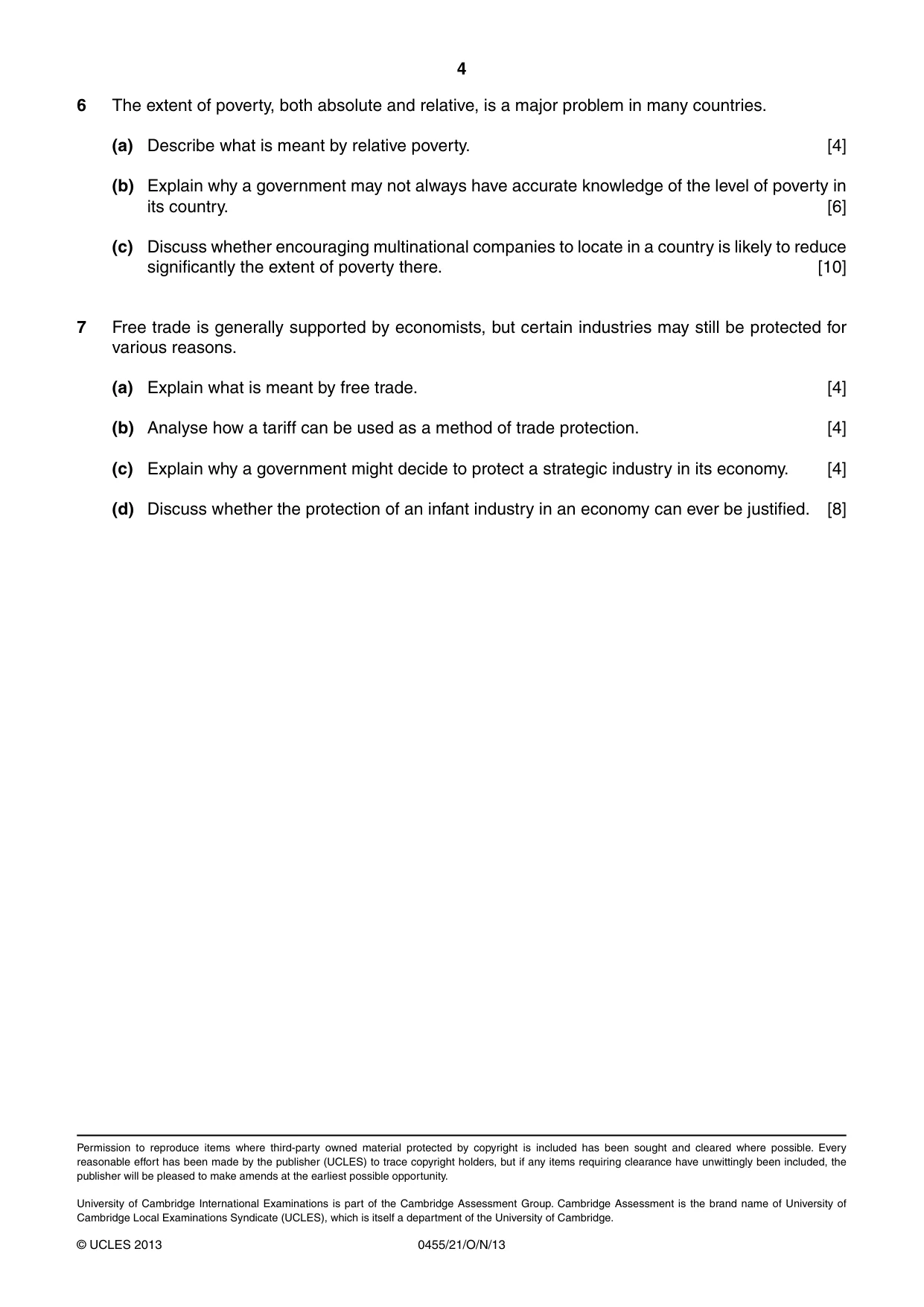 Cambridge IGCSE Economics 0455 2013 Oct/Nov Paper 2 · Variant 1 question paper, page 4 of 4