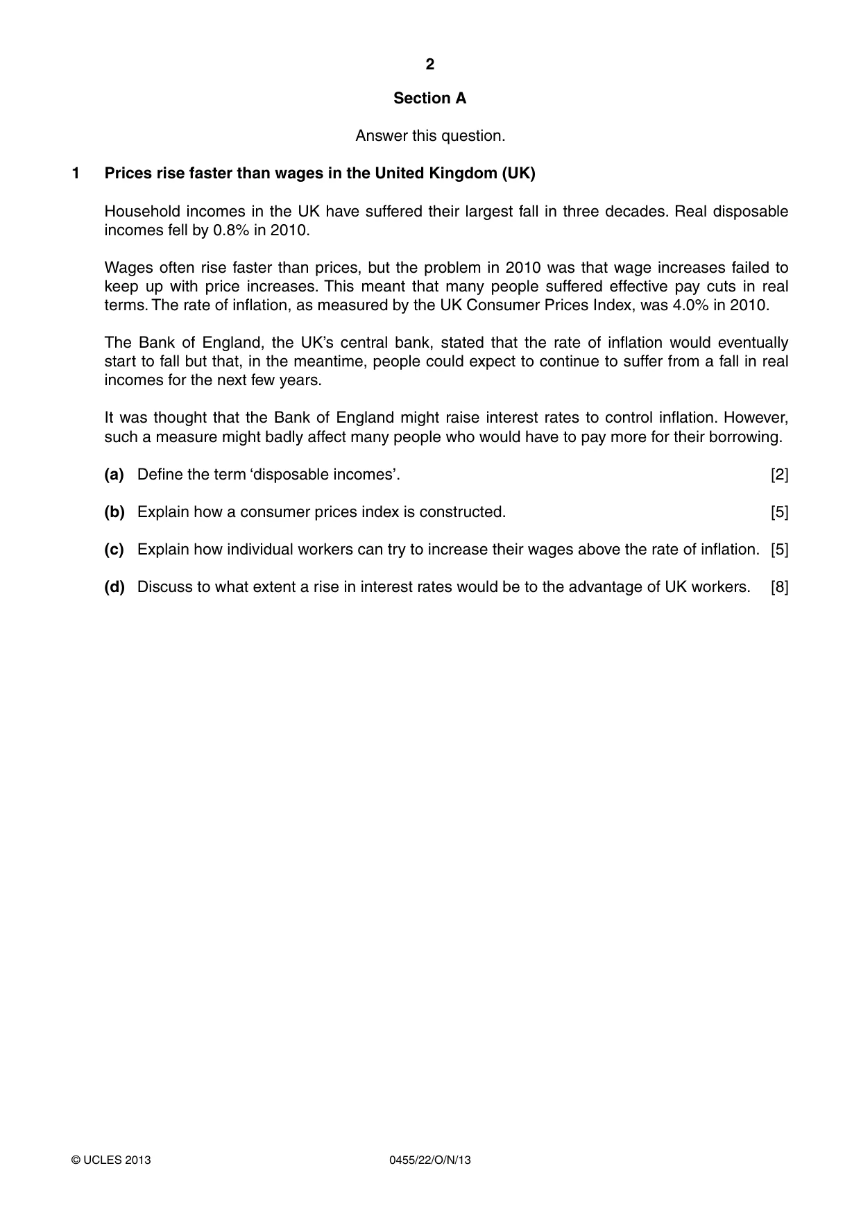 Cambridge IGCSE Economics 0455 2013 Oct/Nov Paper 2 · Variant 2 question paper, page 2 of 4