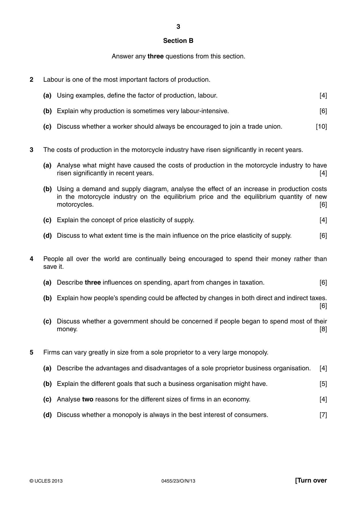 Cambridge IGCSE Economics 0455 2013 Oct/Nov Paper 2 · Variant 3 question paper, page 3 of 4