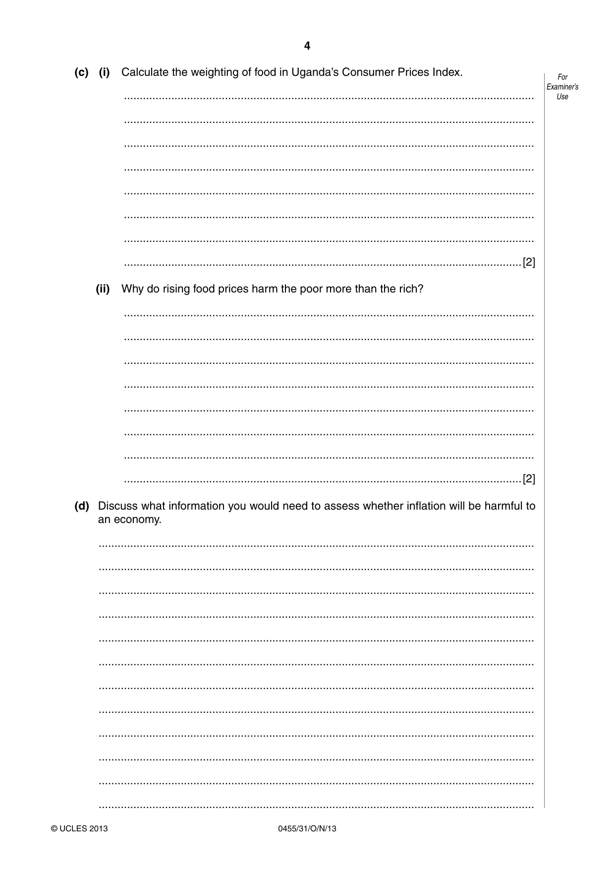 Cambridge IGCSE Economics 0455 2013 Oct/Nov Paper 3 · Variant 1 question paper, page 4 of 8
