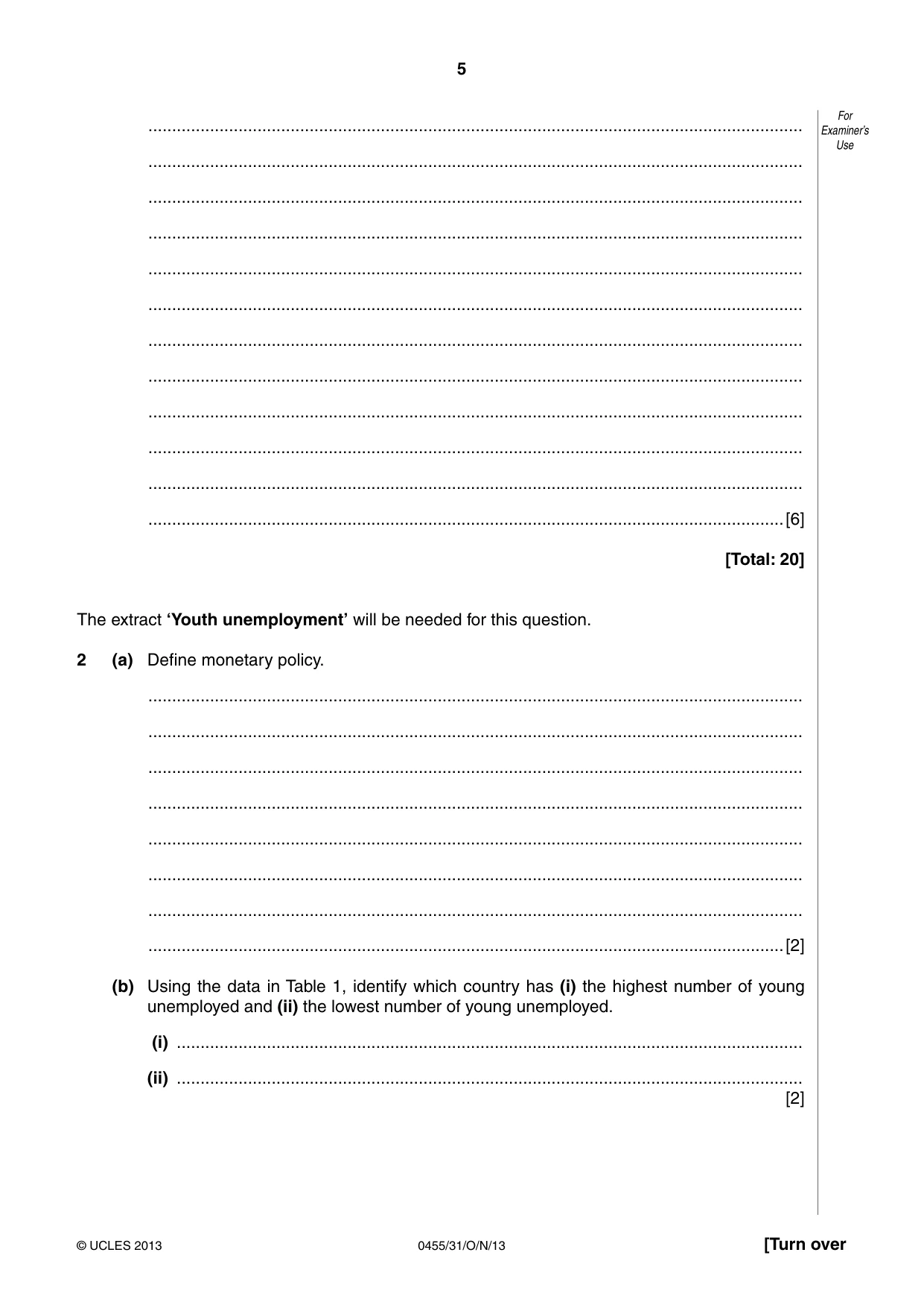Cambridge IGCSE Economics 0455 2013 Oct/Nov Paper 3 · Variant 1 question paper, page 5 of 8