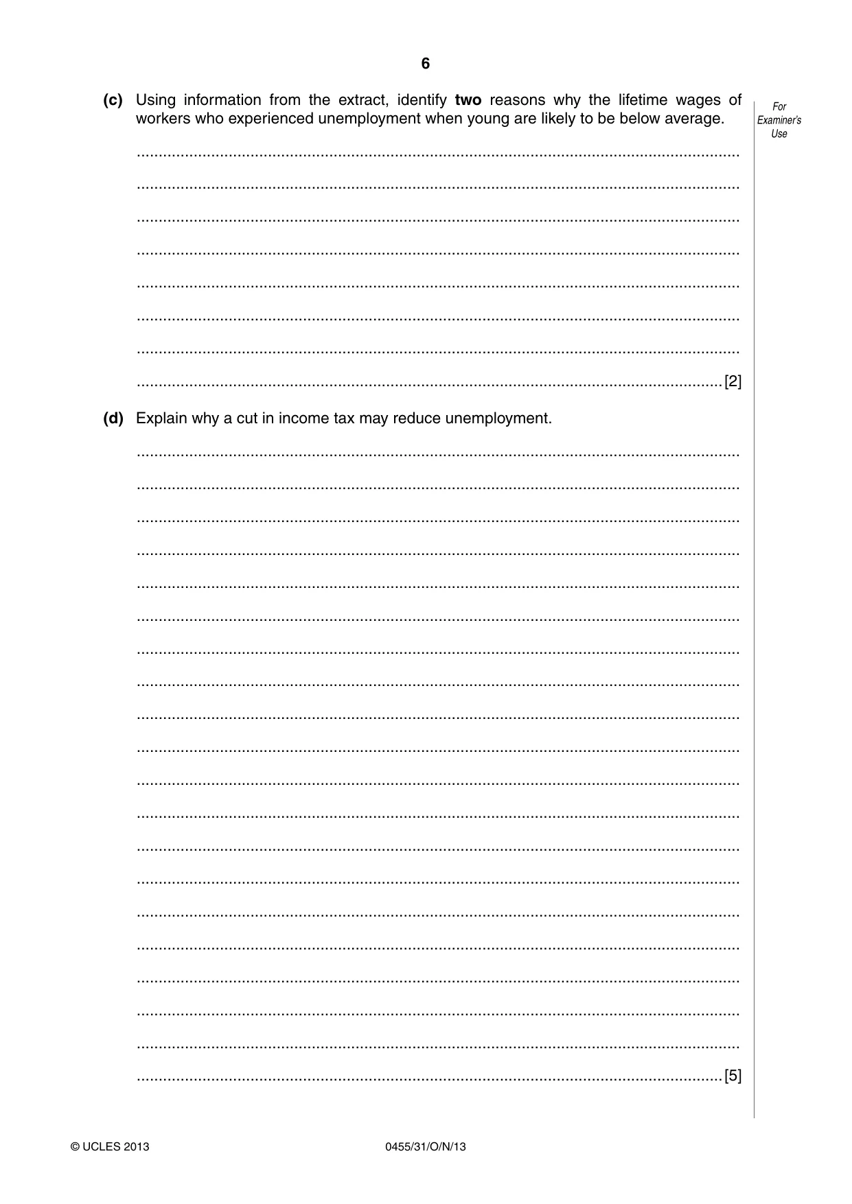Cambridge IGCSE Economics 0455 2013 Oct/Nov Paper 3 · Variant 1 question paper, page 6 of 8