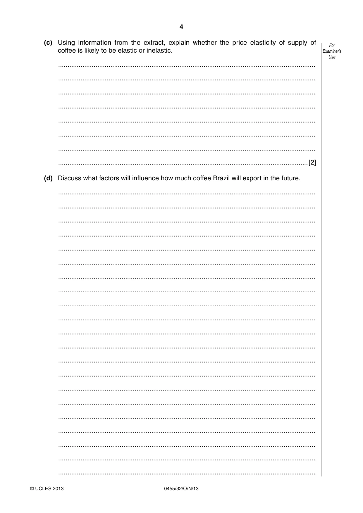 Cambridge IGCSE Economics 0455 2013 Oct/Nov Paper 3 · Variant 2 question paper, page 4 of 8