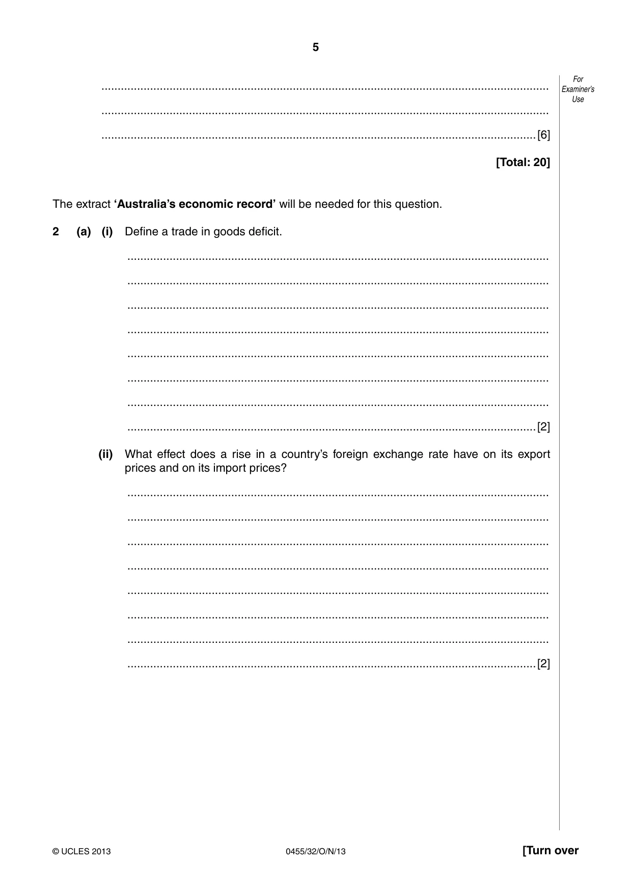 Cambridge IGCSE Economics 0455 2013 Oct/Nov Paper 3 · Variant 2 question paper, page 5 of 8