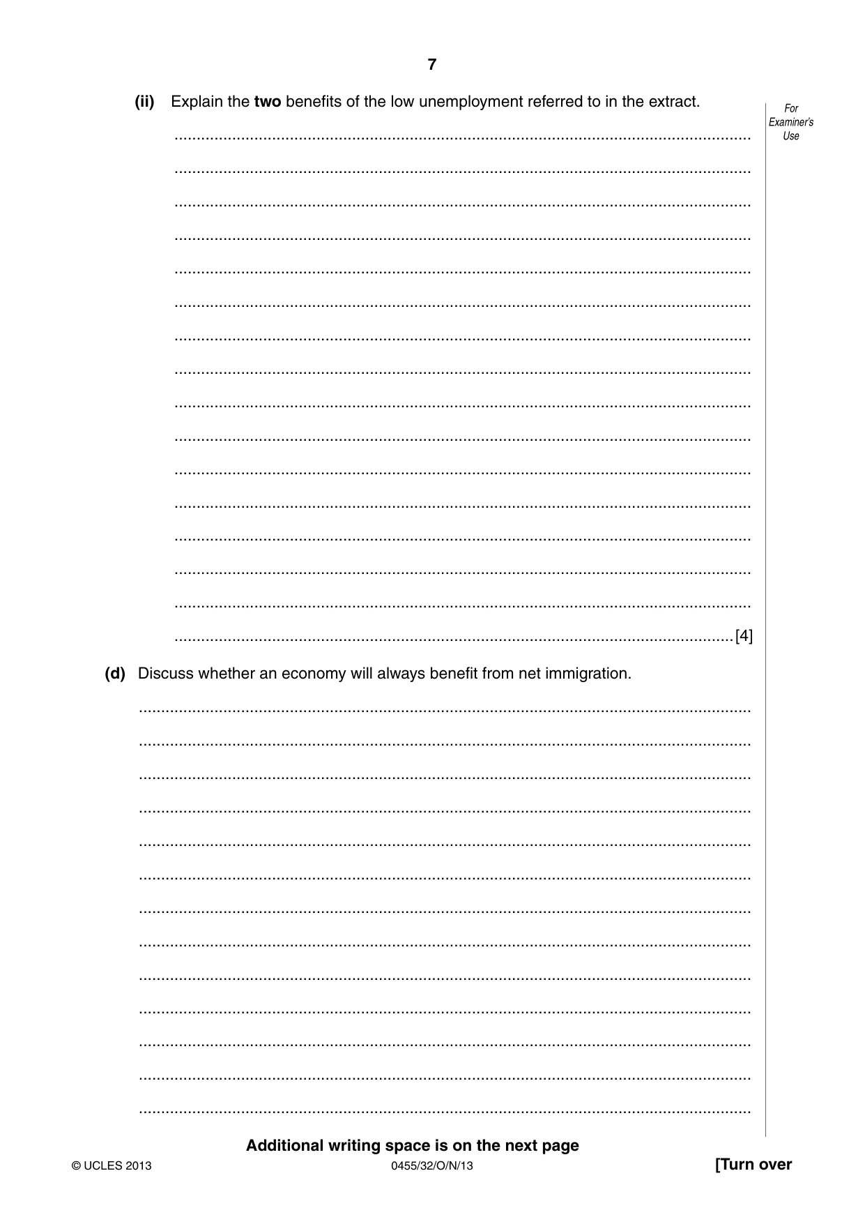 Cambridge IGCSE Economics 0455 2013 Oct/Nov Paper 3 · Variant 2 question paper, page 7 of 8