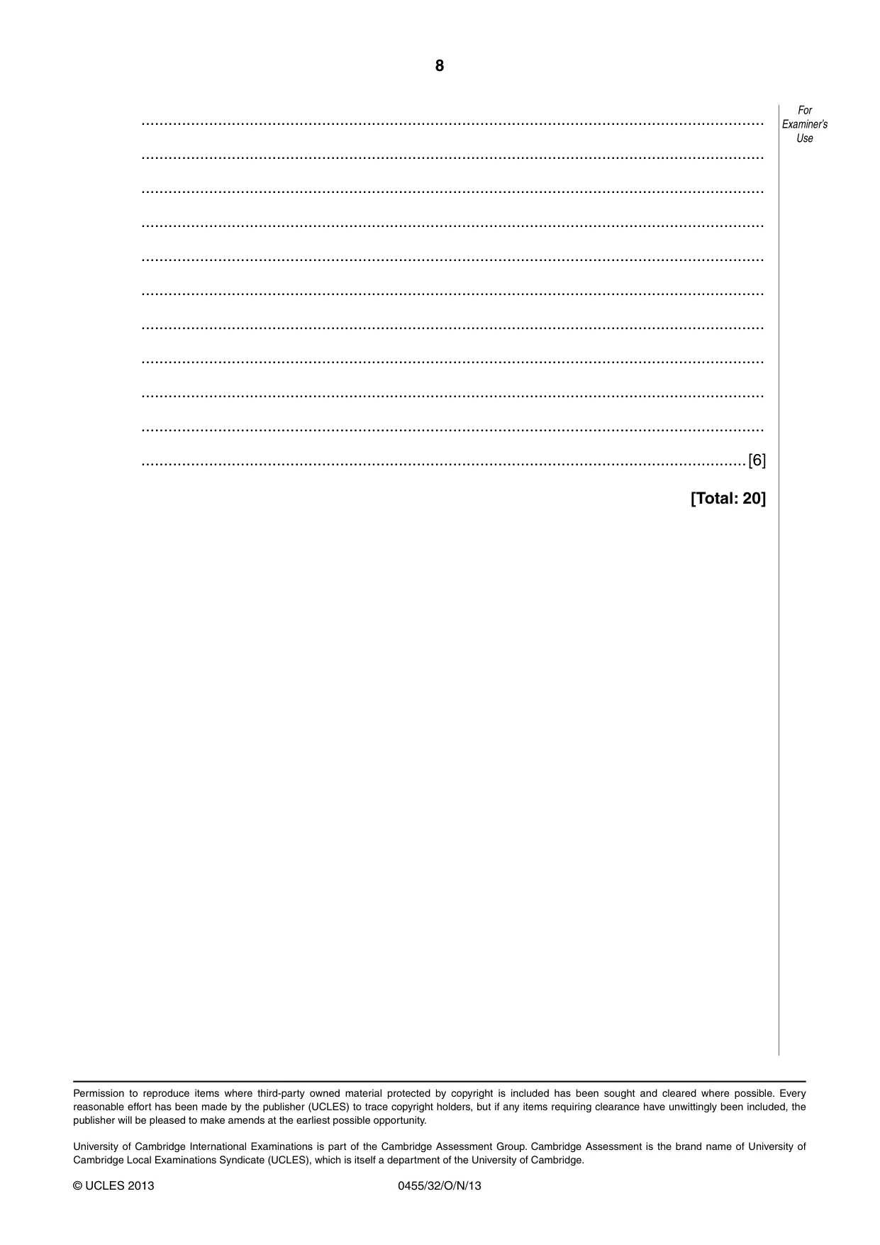 Cambridge IGCSE Economics 0455 2013 Oct/Nov Paper 3 · Variant 2 question paper, page 8 of 8