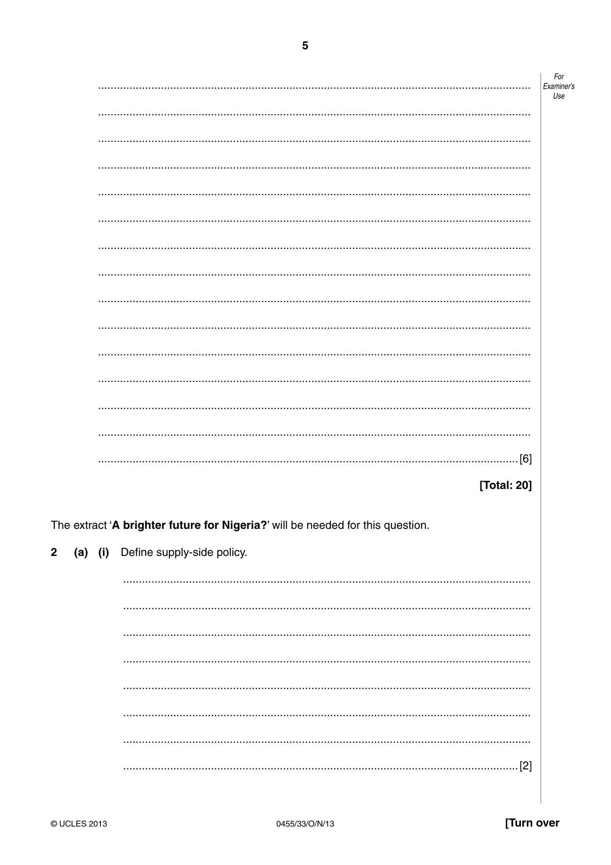 Cambridge IGCSE Economics 0455 2013 Oct/Nov Paper 3 · Variant 3 question paper, page 5 of 8