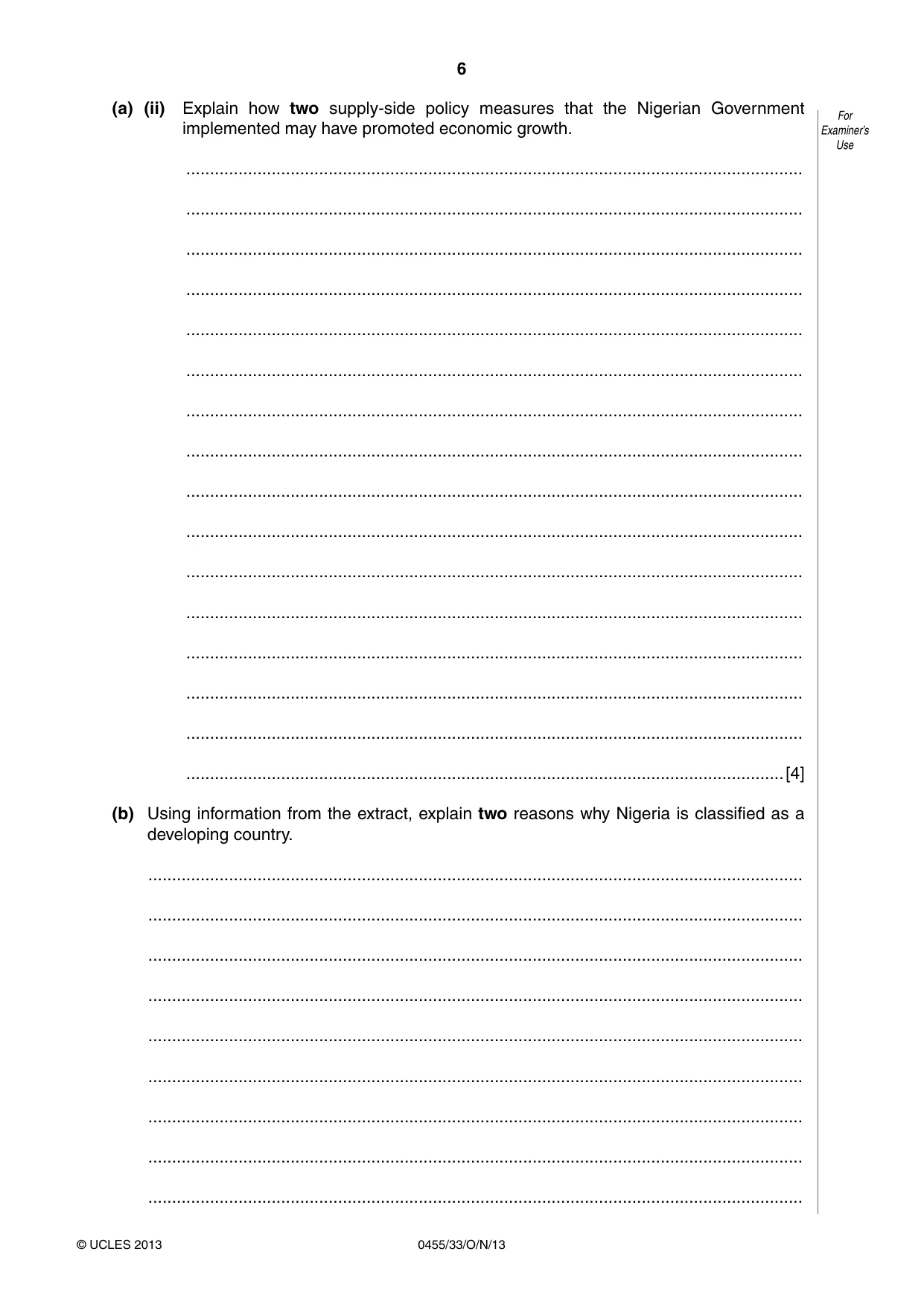 Cambridge IGCSE Economics 0455 2013 Oct/Nov Paper 3 · Variant 3 question paper, page 6 of 8