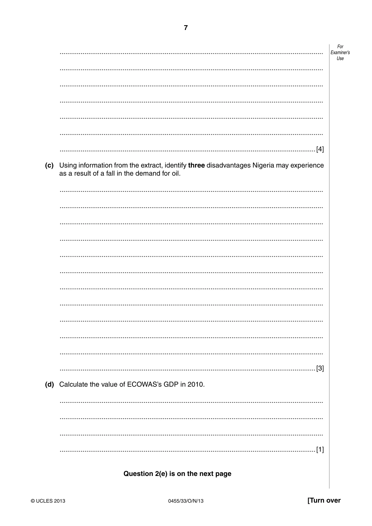 Cambridge IGCSE Economics 0455 2013 Oct/Nov Paper 3 · Variant 3 question paper, page 7 of 8