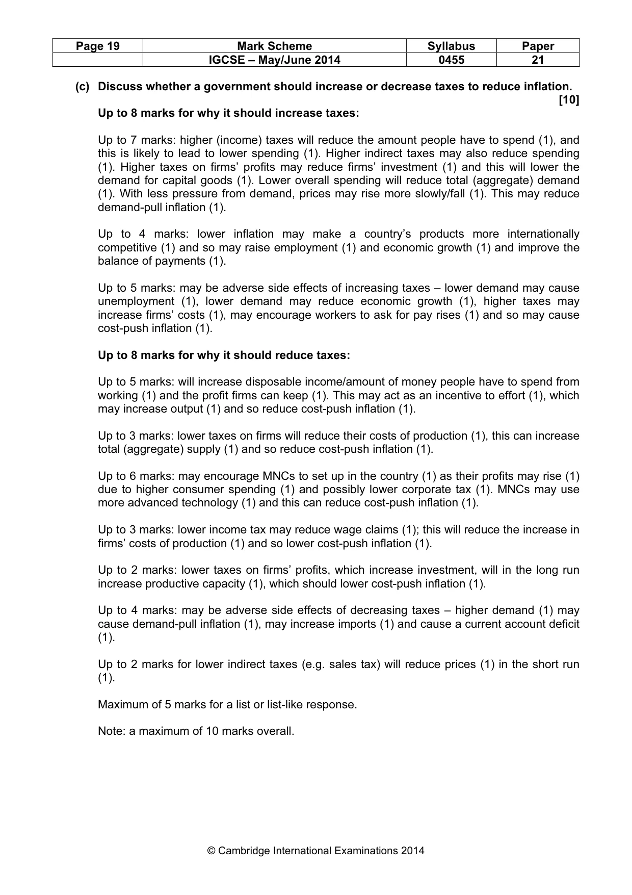 Mark scheme, page 19 of 19