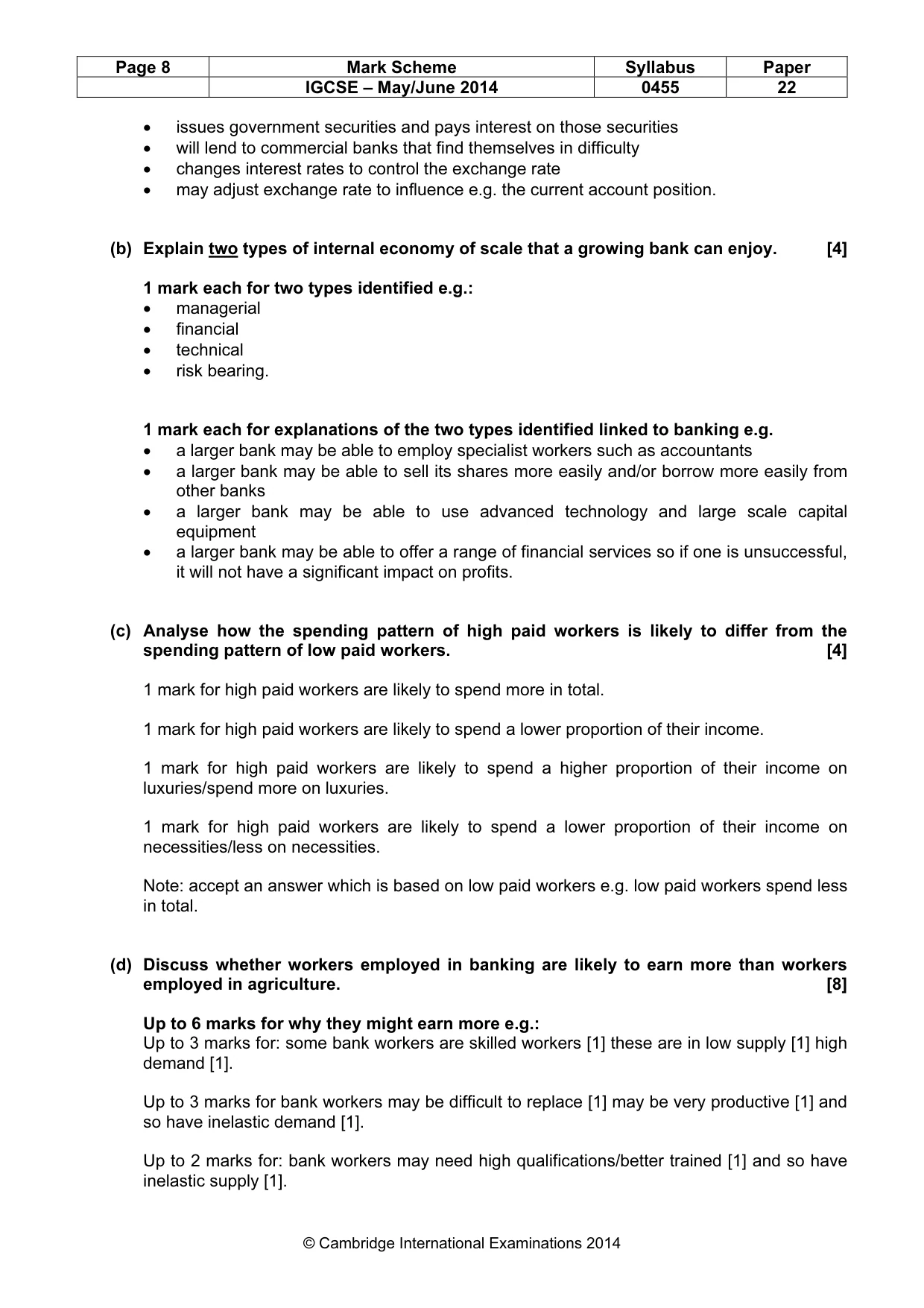 Mark scheme, page 8 of 14