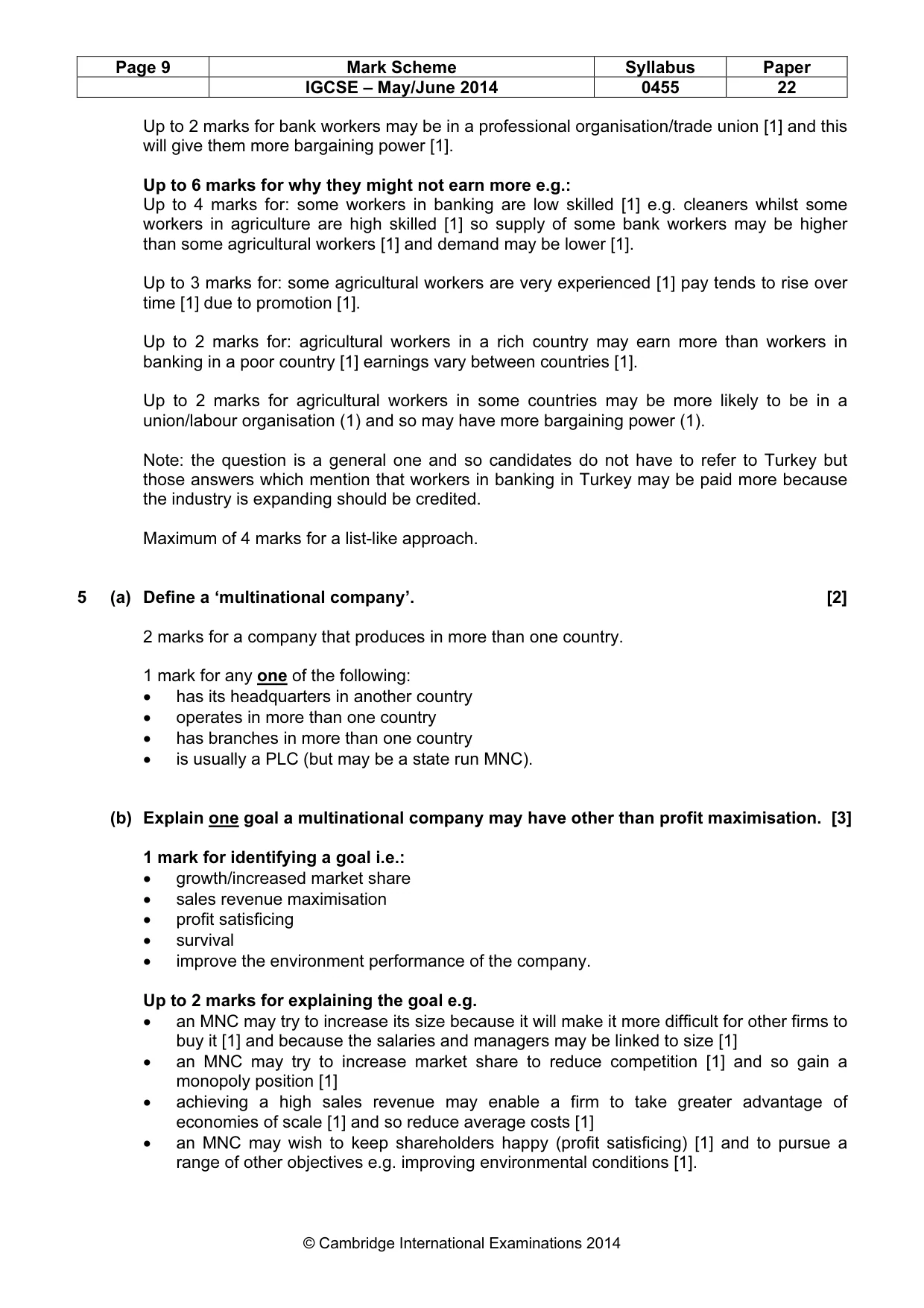 Mark scheme, page 9 of 14