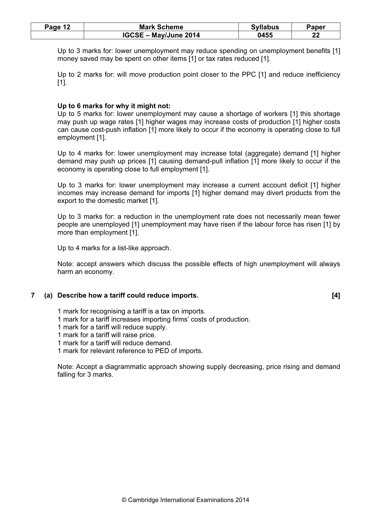 Mark scheme, page 12 of 14