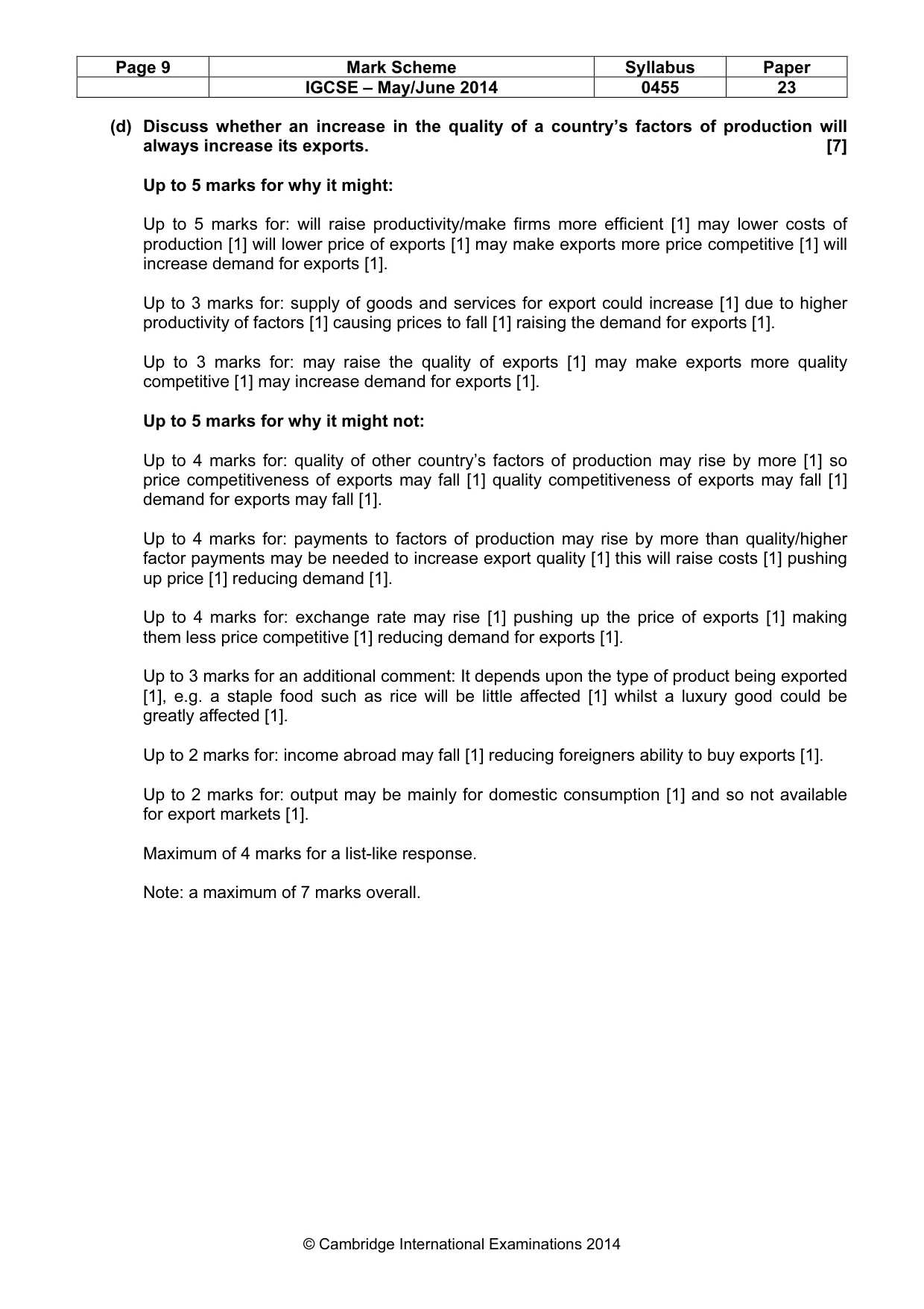 Mark scheme, page 9 of 19
