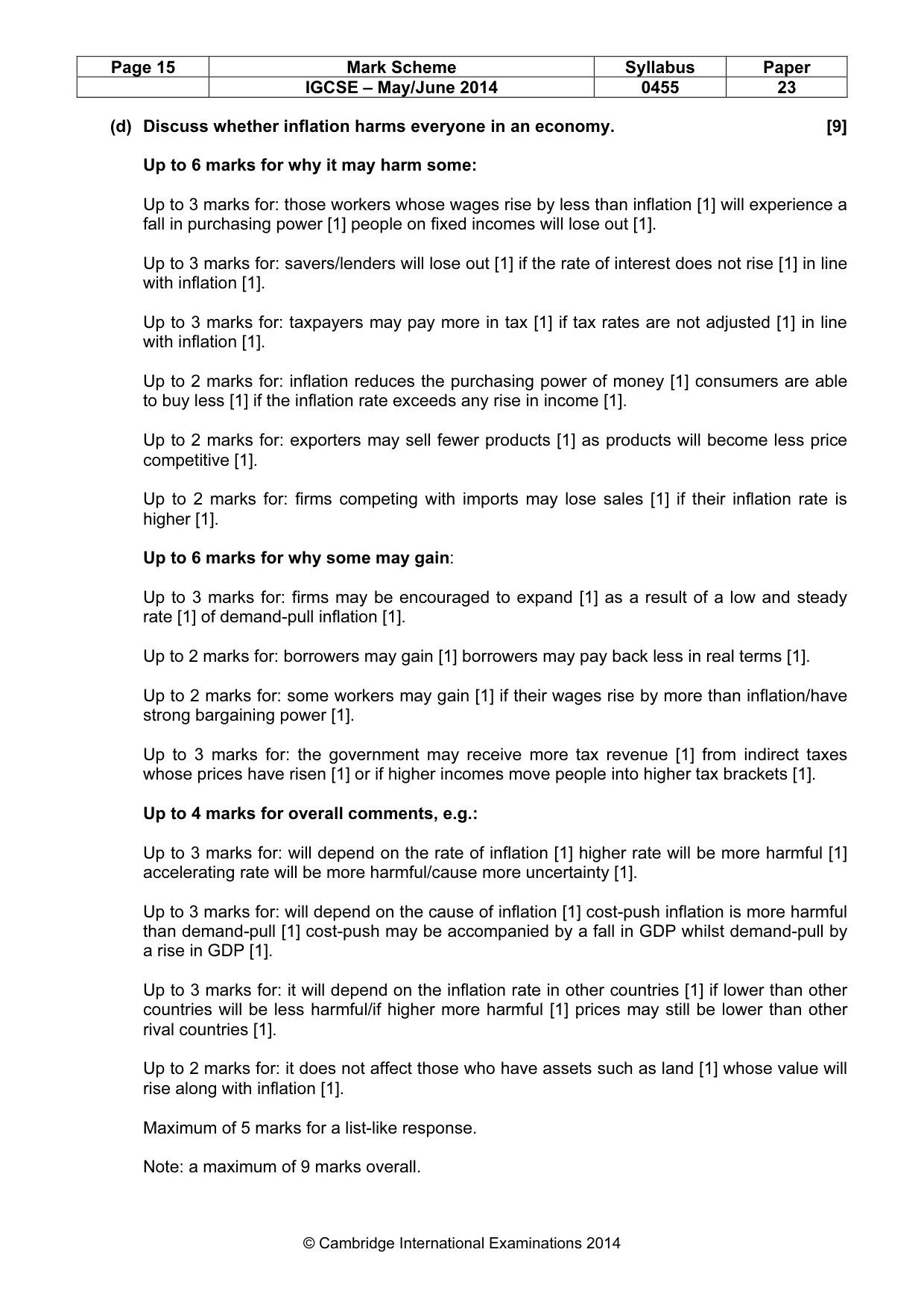 Mark scheme, page 15 of 19