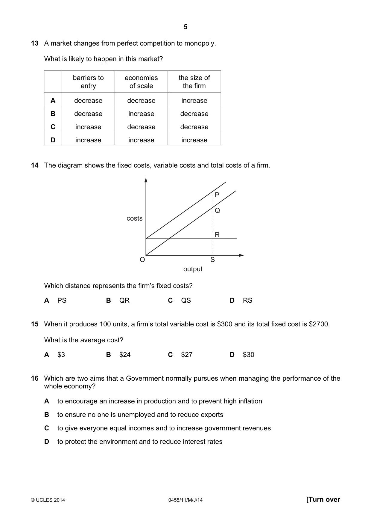 Cambridge IGCSE Economics 0455 2014 May/June Paper 1 · Variant 1 question paper, page 5 of 12
