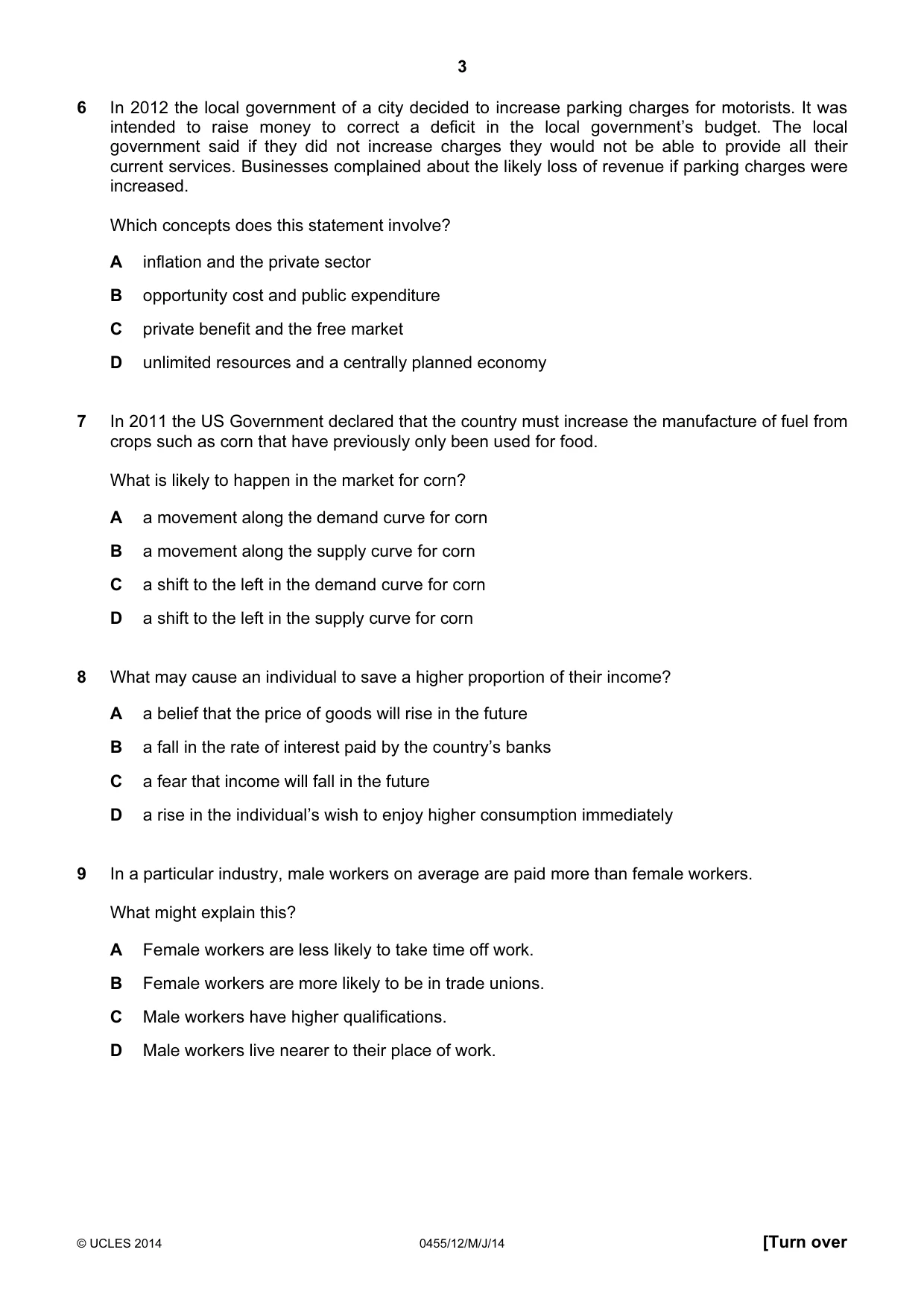 Cambridge IGCSE Economics 0455 2014 May/June Paper 1 · Variant 2 question paper, page 3 of 12