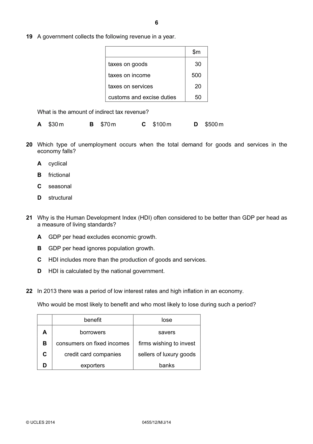 Cambridge IGCSE Economics 0455 2014 May/June Paper 1 · Variant 2 question paper, page 6 of 12