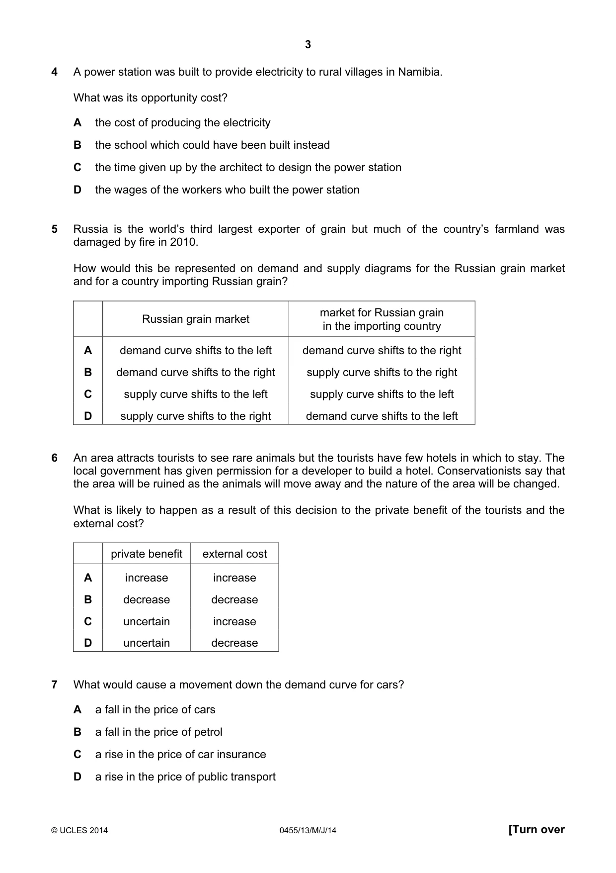 Cambridge IGCSE Economics 0455 2014 May/June Paper 1 · Variant 3 question paper, page 3 of 12