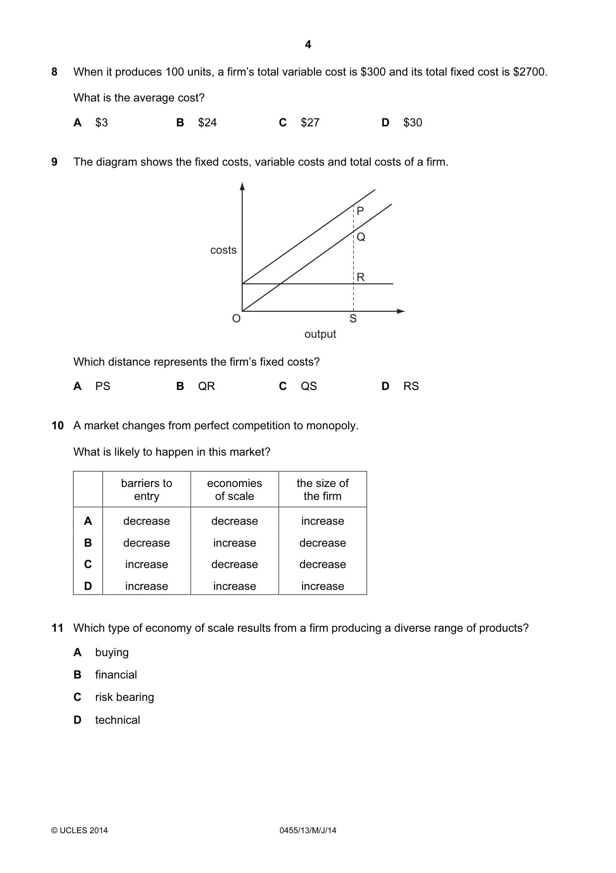 Cambridge IGCSE Economics 0455 2014 May/June Paper 1 · Variant 3 question paper, page 4 of 12