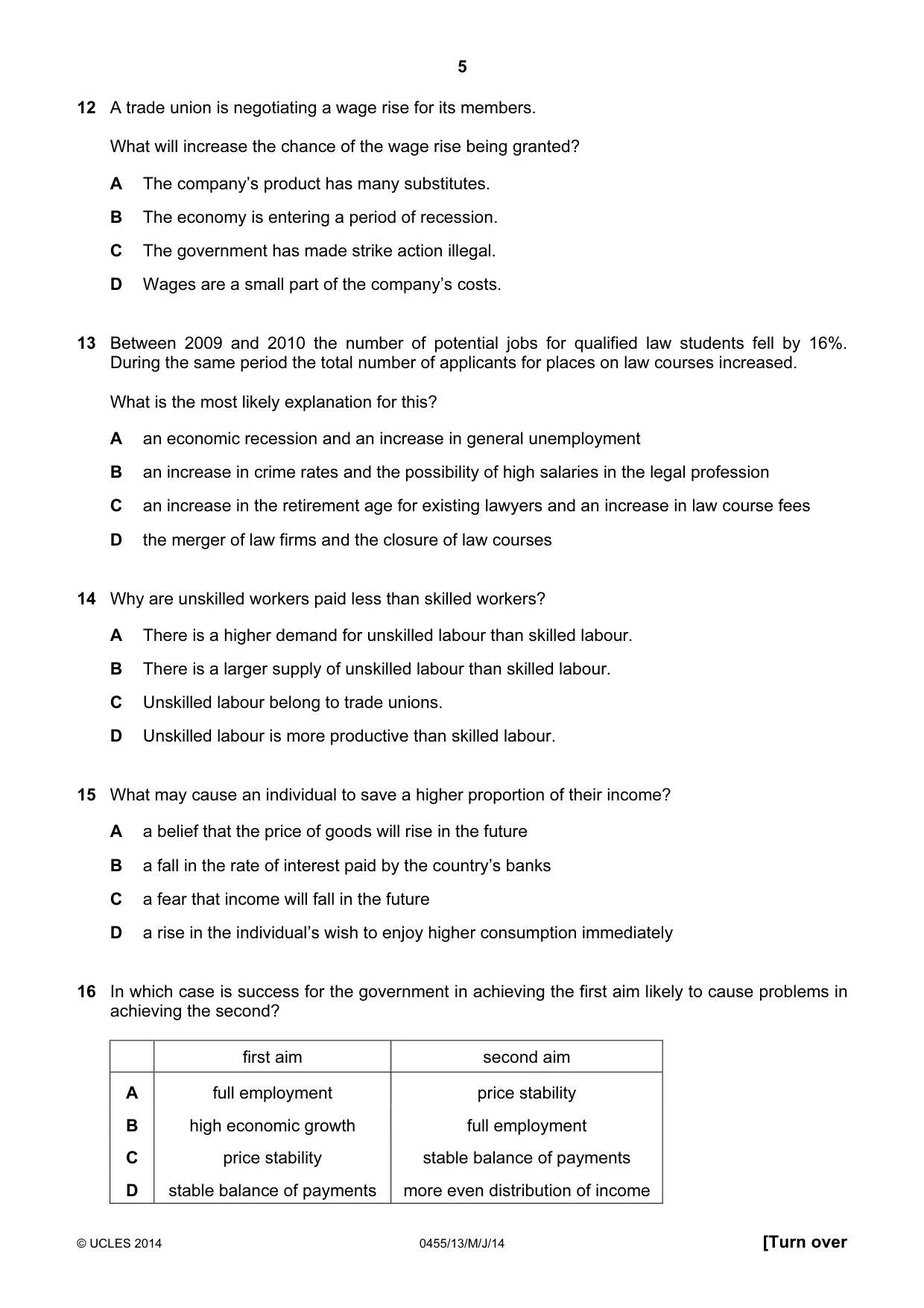 Cambridge IGCSE Economics 0455 2014 May/June Paper 1 · Variant 3 question paper, page 5 of 12