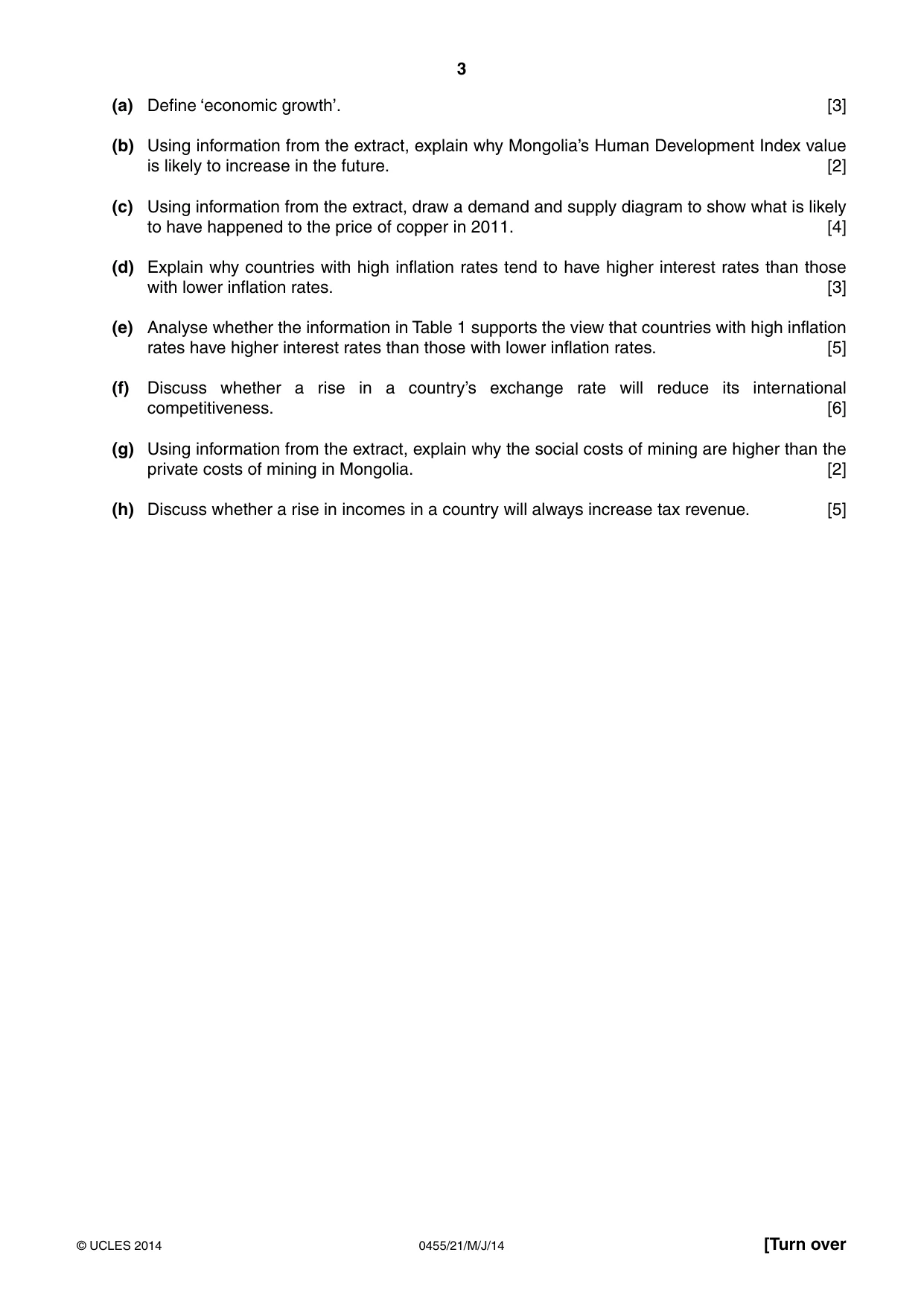 Cambridge IGCSE Economics 0455 2014 May/June Paper 2 · Variant 1 question paper, page 3 of 8