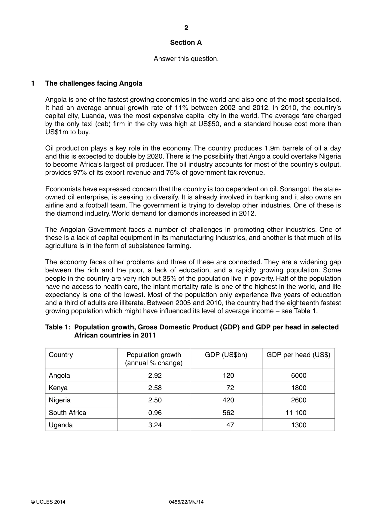 Cambridge IGCSE Economics 0455 2014 May/June Paper 2 · Variant 2 question paper, page 2 of 8
