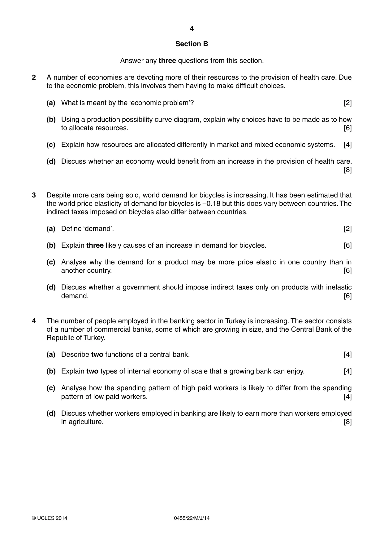 Cambridge IGCSE Economics 0455 2014 May/June Paper 2 · Variant 2 question paper, page 4 of 8