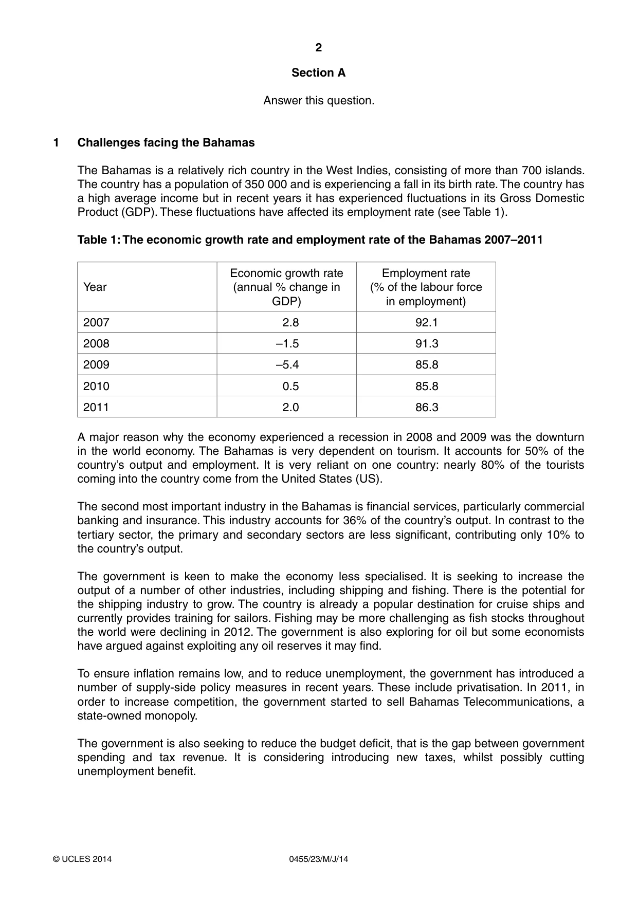 Cambridge IGCSE Economics 0455 2014 May/June Paper 2 · Variant 3 question paper, page 2 of 8
