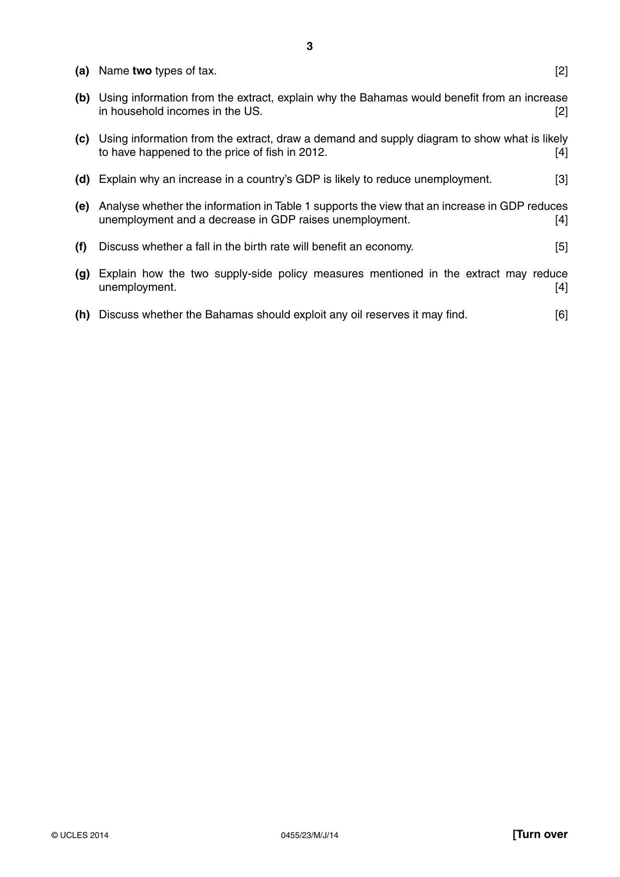 Cambridge IGCSE Economics 0455 2014 May/June Paper 2 · Variant 3 question paper, page 3 of 8