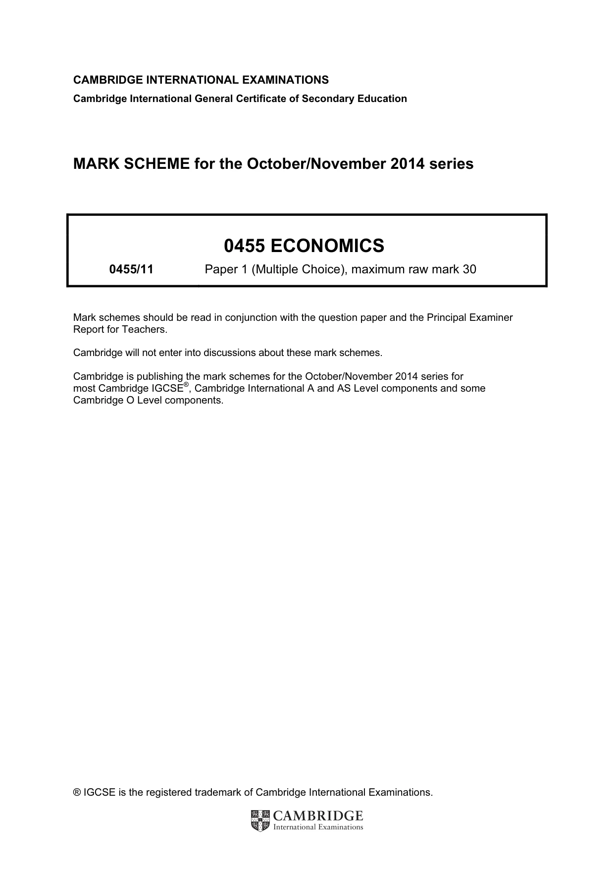 Mark scheme, page 1 of 2