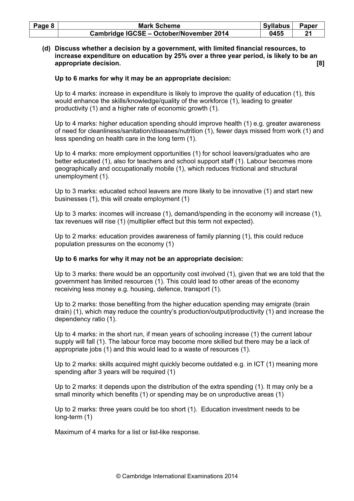 Mark scheme, page 8 of 19