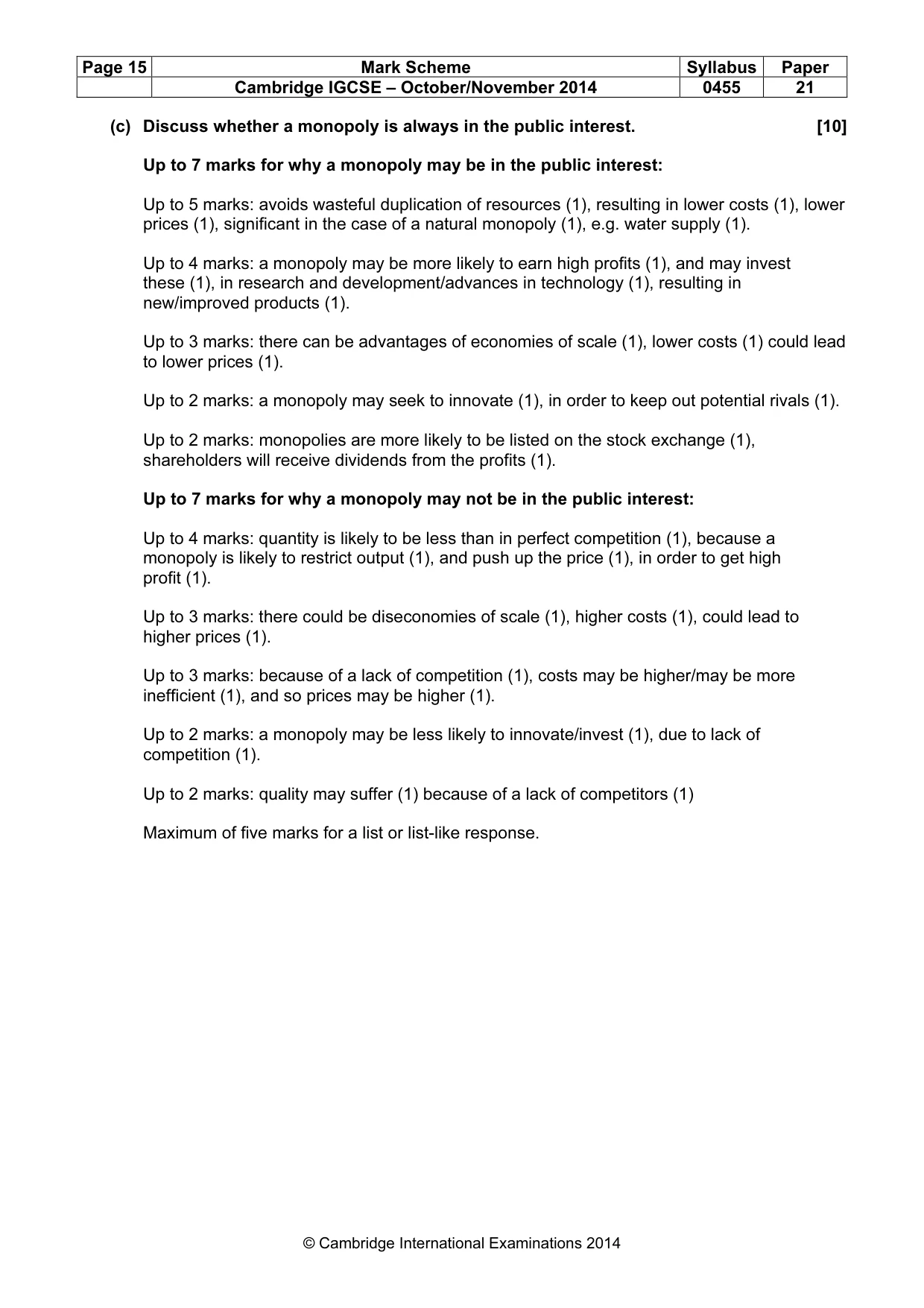 Mark scheme, page 15 of 19