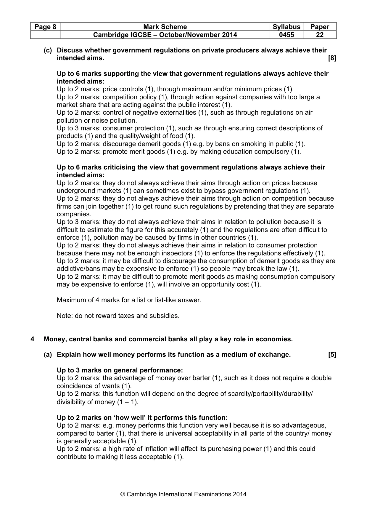 Mark scheme, page 8 of 13