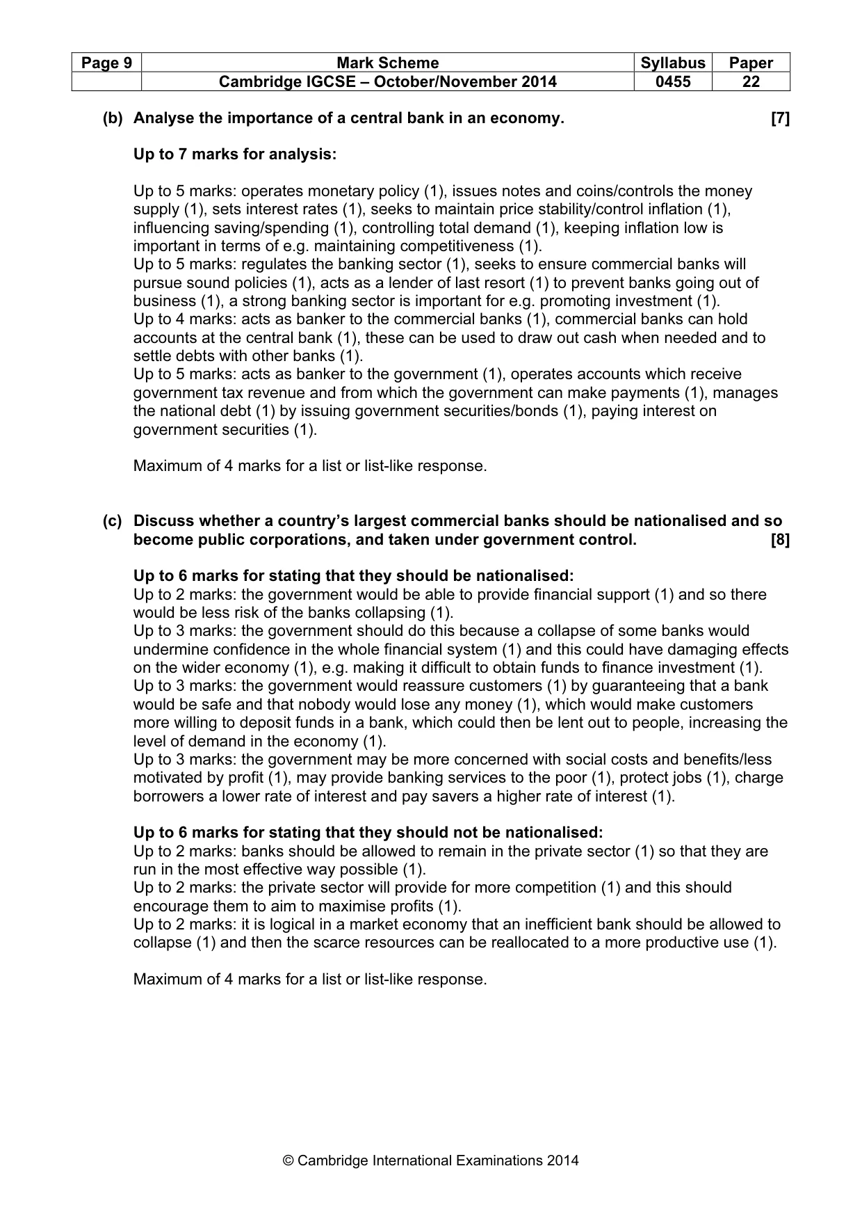 Mark scheme, page 9 of 13