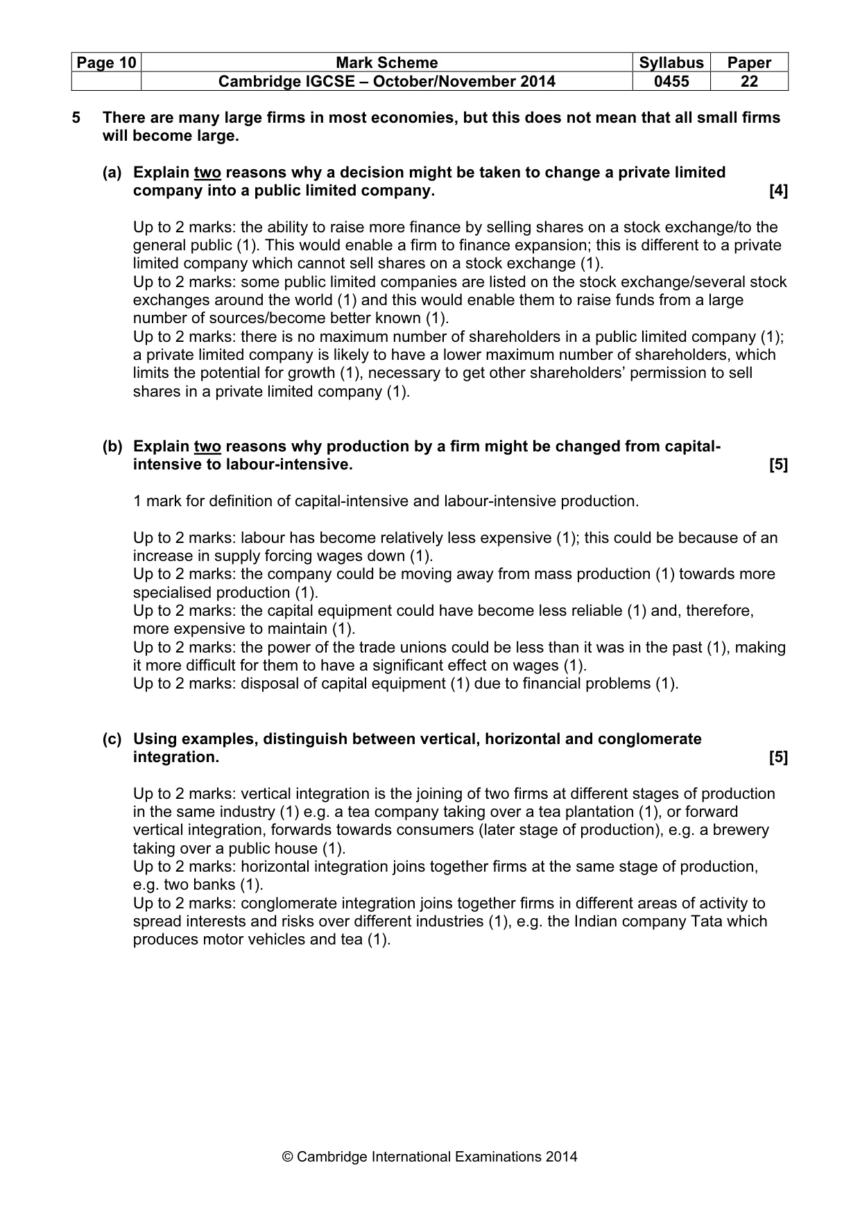 Mark scheme, page 10 of 13