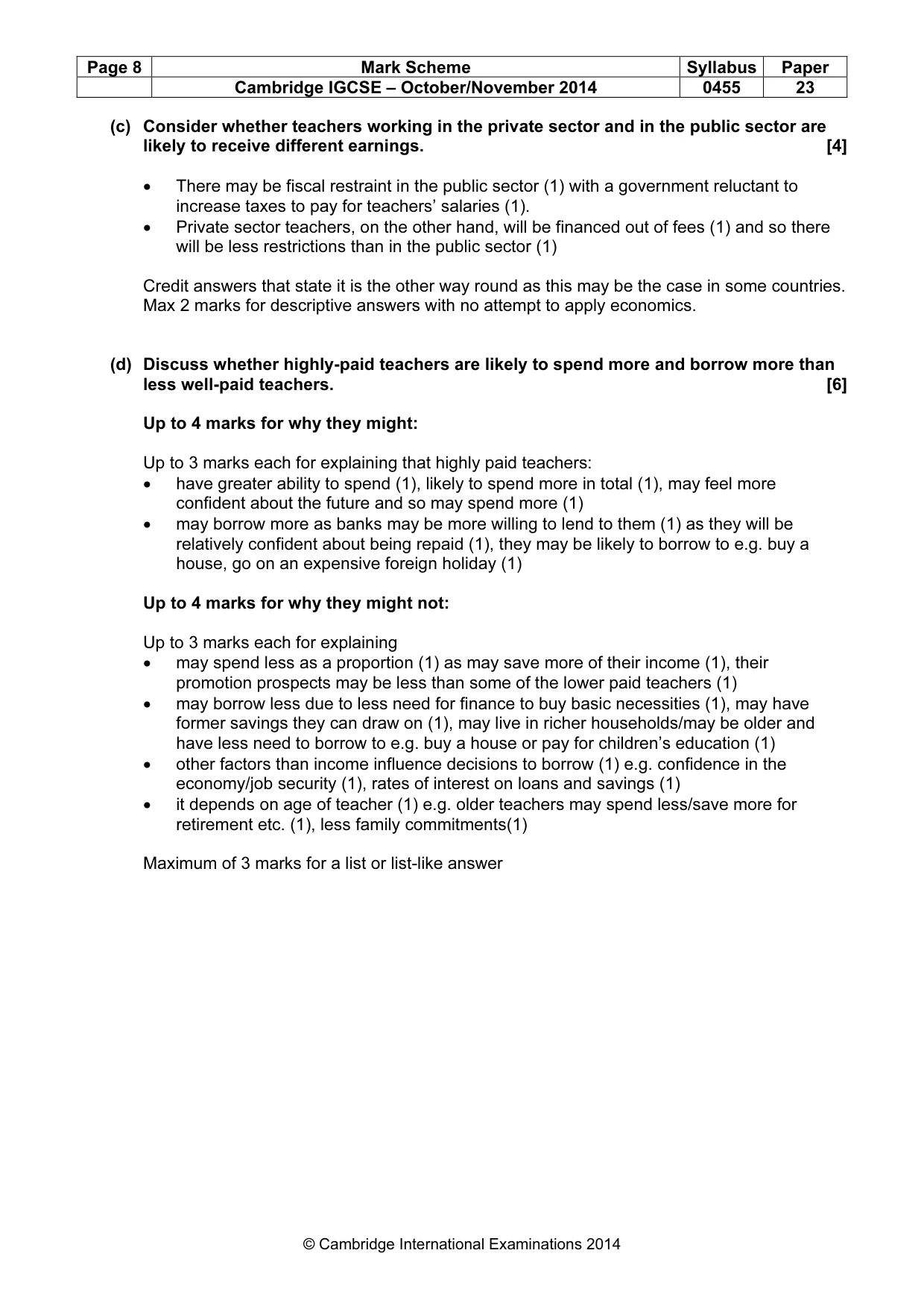 Mark scheme, page 8 of 16