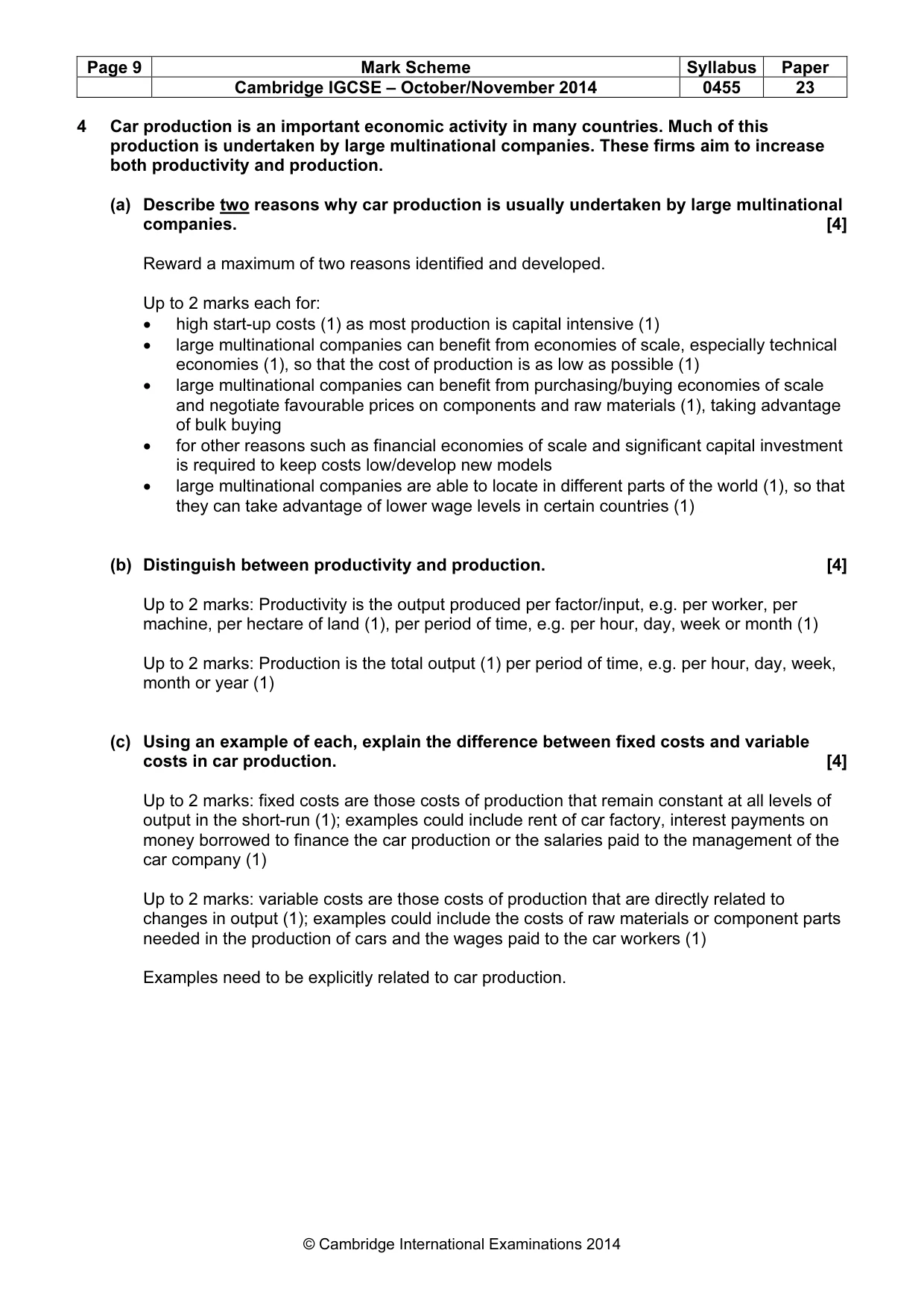 Mark scheme, page 9 of 16