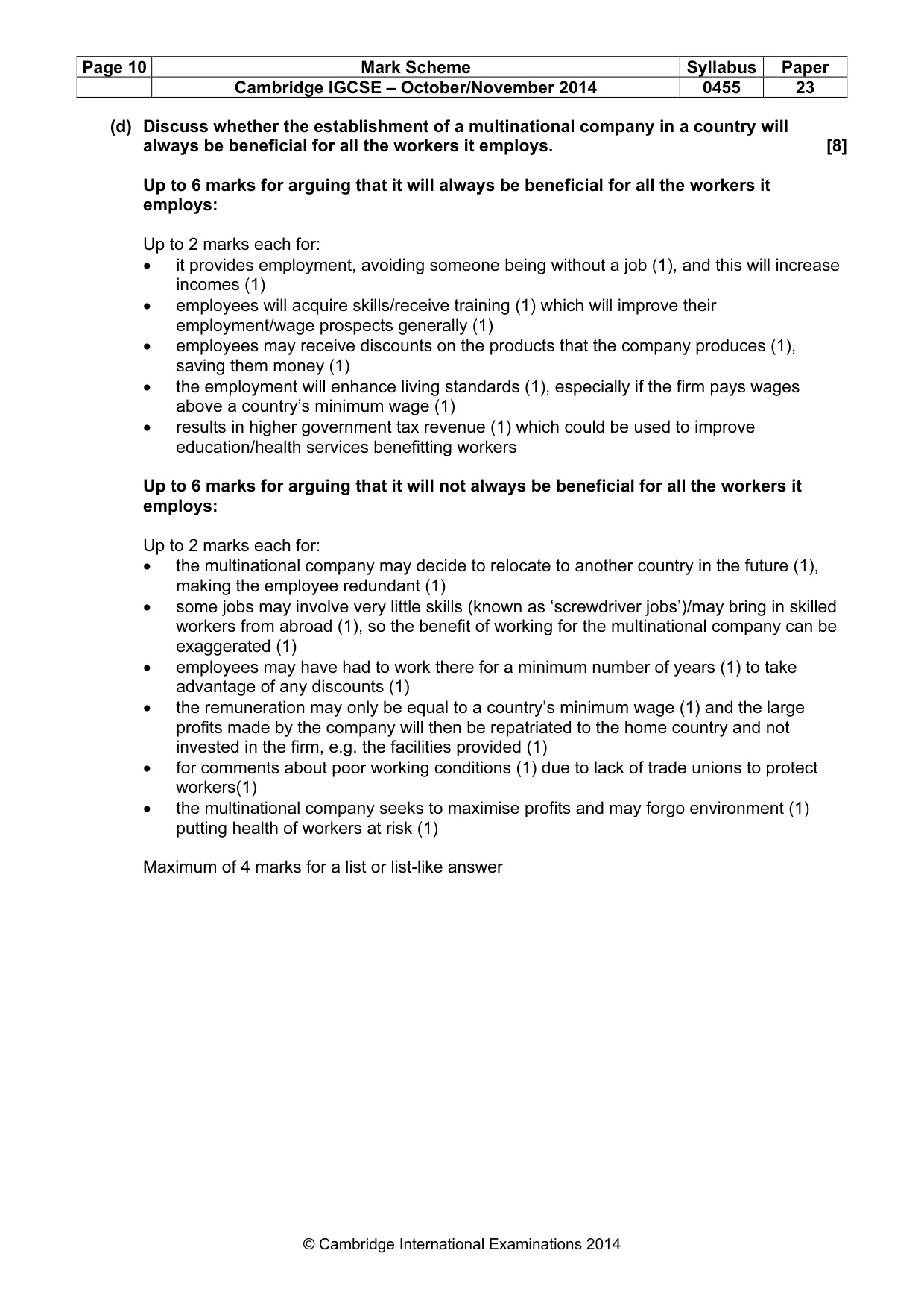 Mark scheme, page 10 of 16