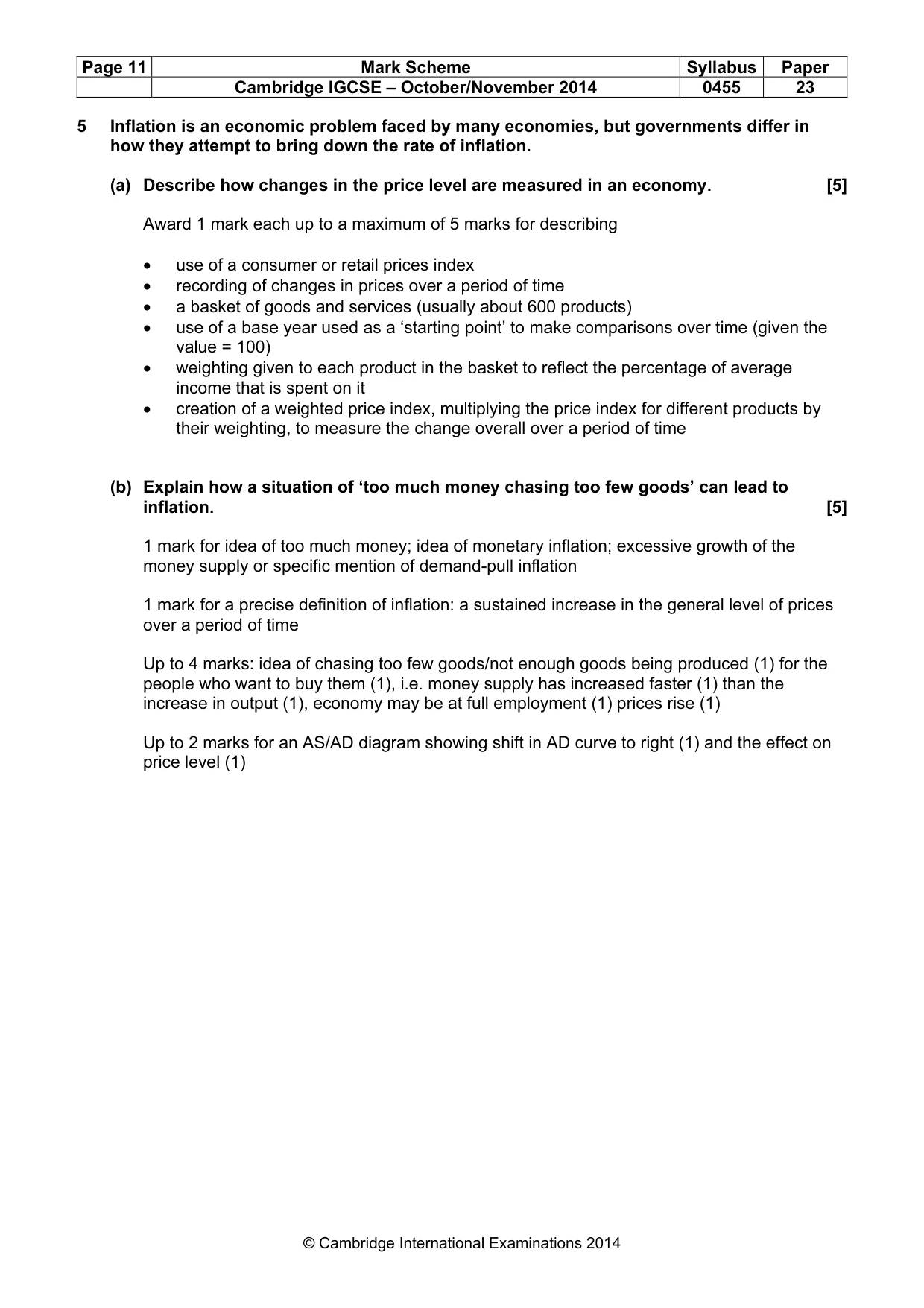 Mark scheme, page 11 of 16
